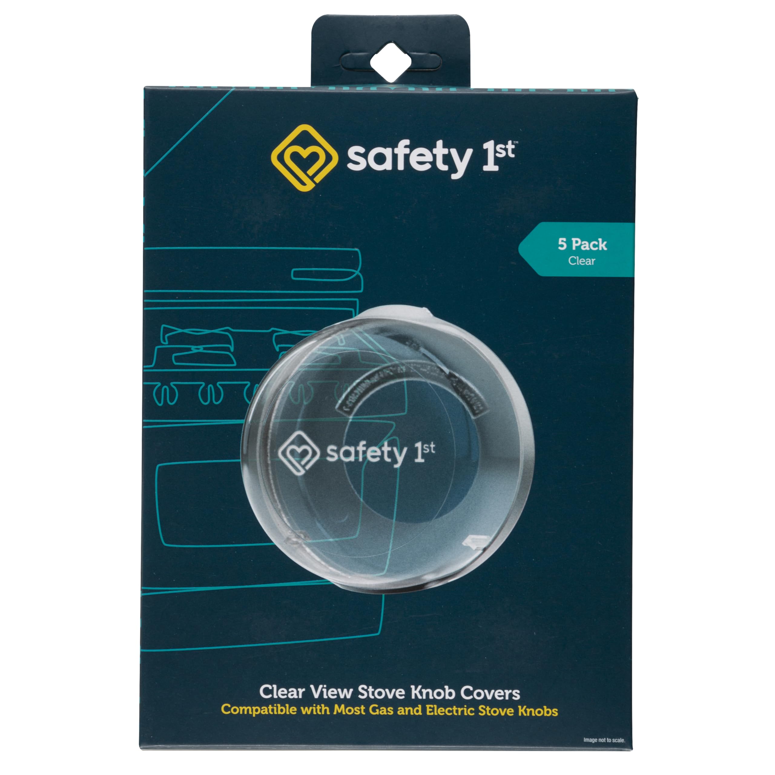 Safety 1st Child Proof Stove Knob Covers - Clear View Stove Knob Safety Covers (Set of 5) | Baby Proofing Kitchen Safety | Prevent Toddler Burns & Accidents | Gas & Electric Stove Protection