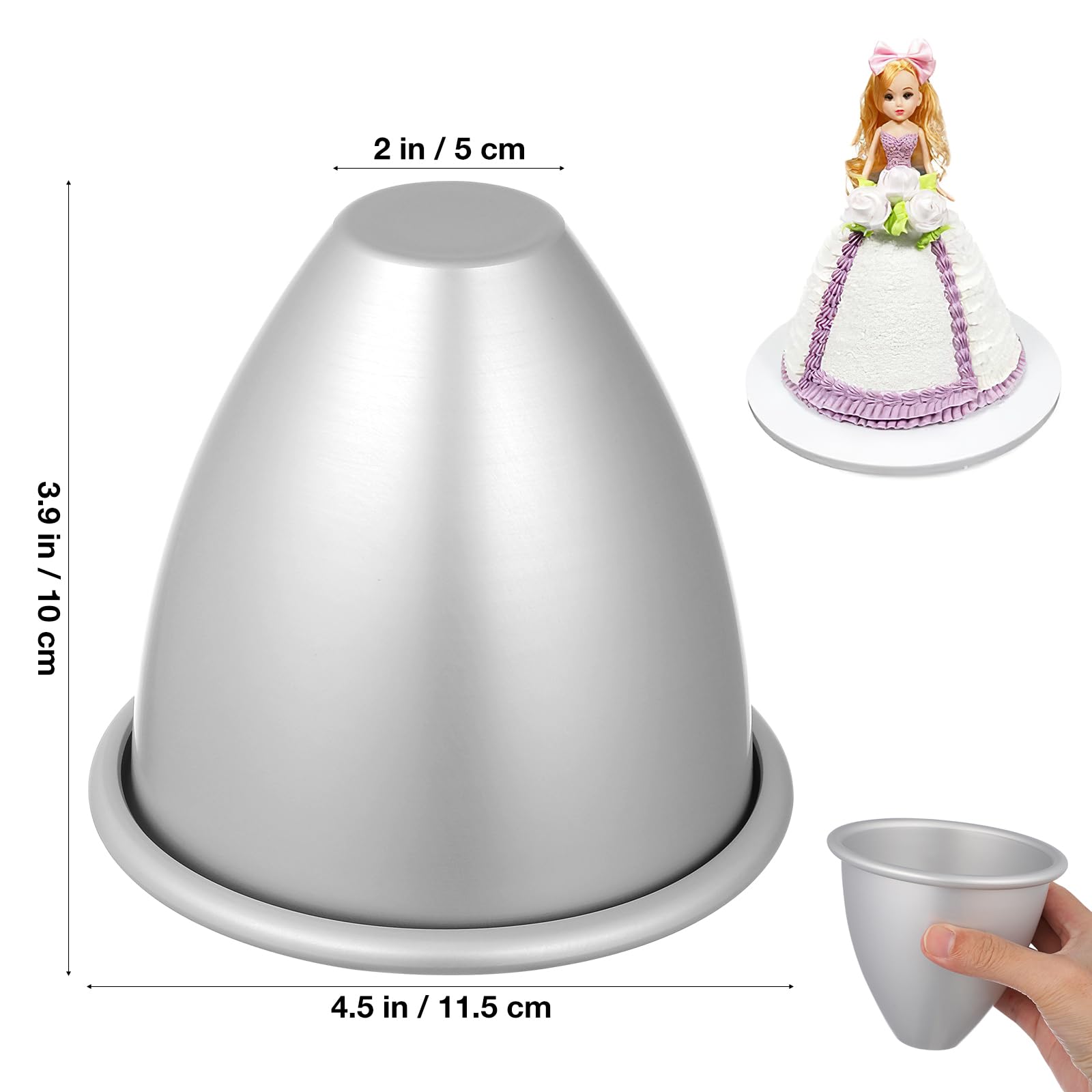 Luxshiny 4-Inch Doll Dress Cake Pan - Aluminum Baking Mold for DIY Birthday Cakes, Perfect for Princess Themed Parties & Baking Decorations