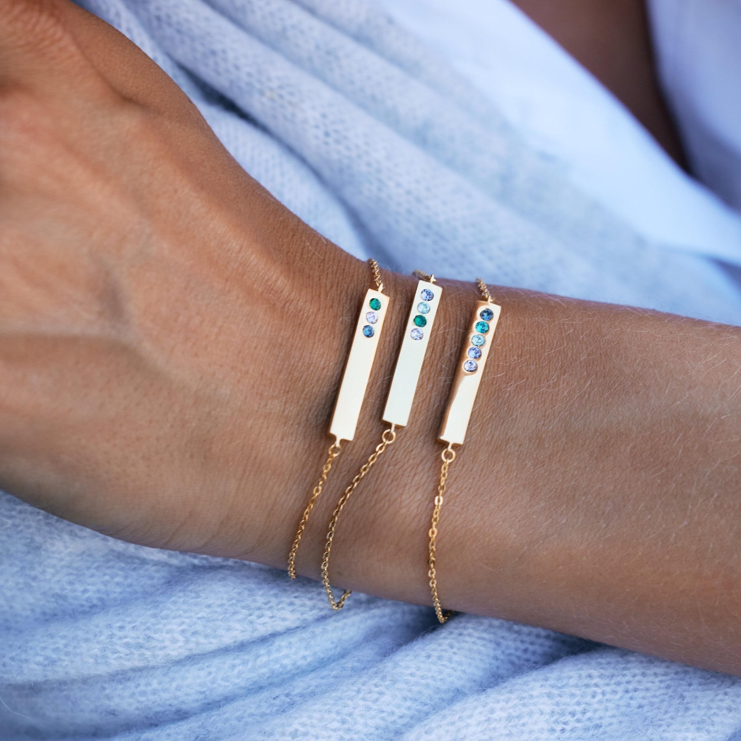 EVE'S ADDICTION Custom Birthstone Bar Bracelet for Women - Personalized Silver Birthstone Jewelry - Meaningful Gift for Mom, Wife, Daughter - Perfect for Mother's Day, Birthday & Anniversary Gifts