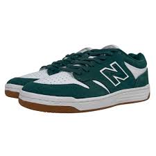 New Balance Numeric 480 Wide Width Skateboarding Shoes for Men - Green/White - Comfortable & Durable for Street Skating & Casual Wear