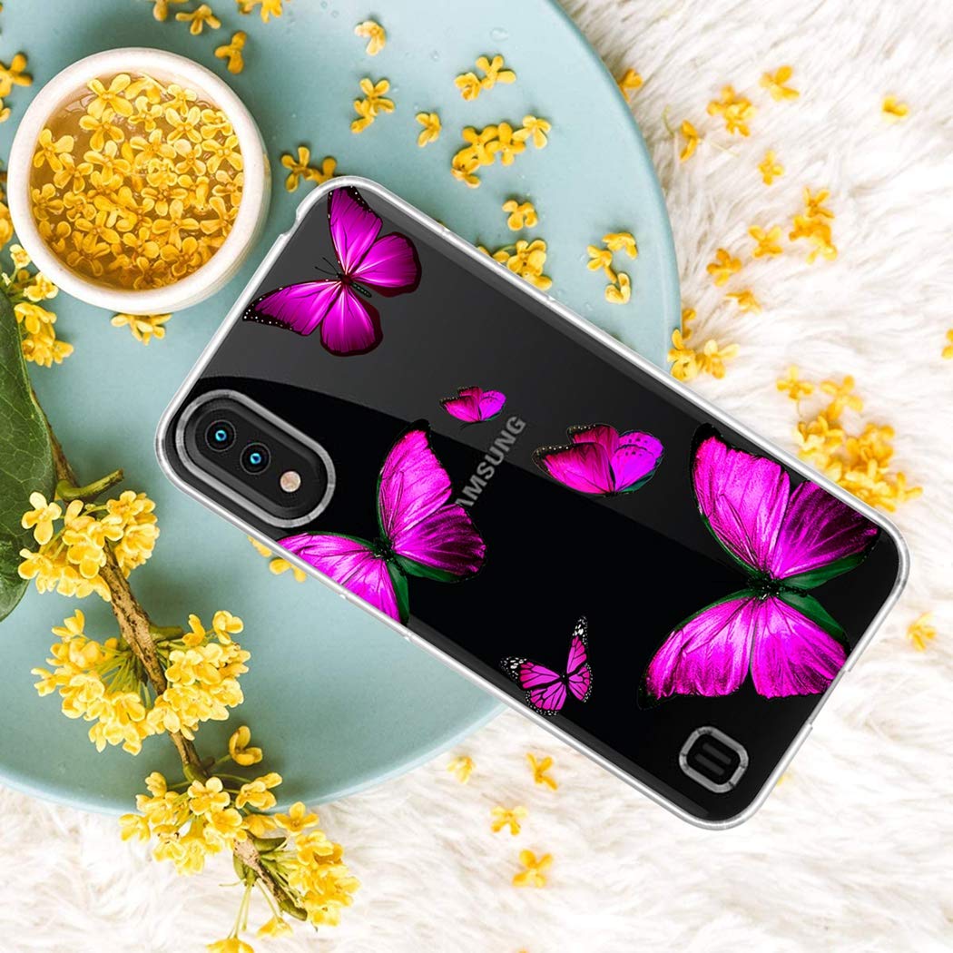 Samsung Galaxy A01 Clear Case for Women - Soft TPU Shockproof Protective Phone Cover with Rose Butterfly Design | Perfect for Everyday Use, Work & Travel