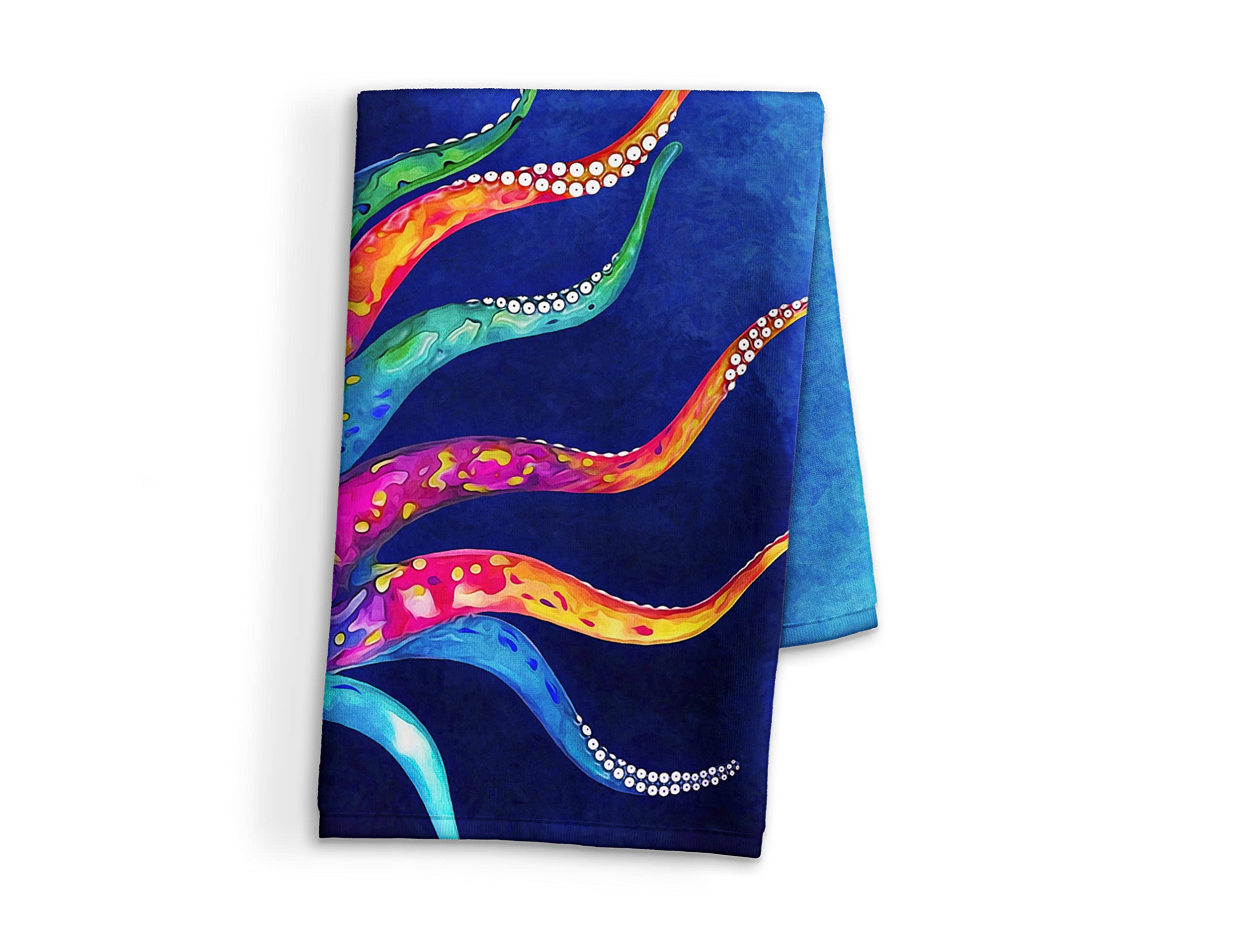 Octopus Hand Towel - Soft Cotton Terry Cloth Kitchen & Bathroom Towel (15x25 inches) - Perfect for Dish Drying, Hand Wiping, and Decorative Use