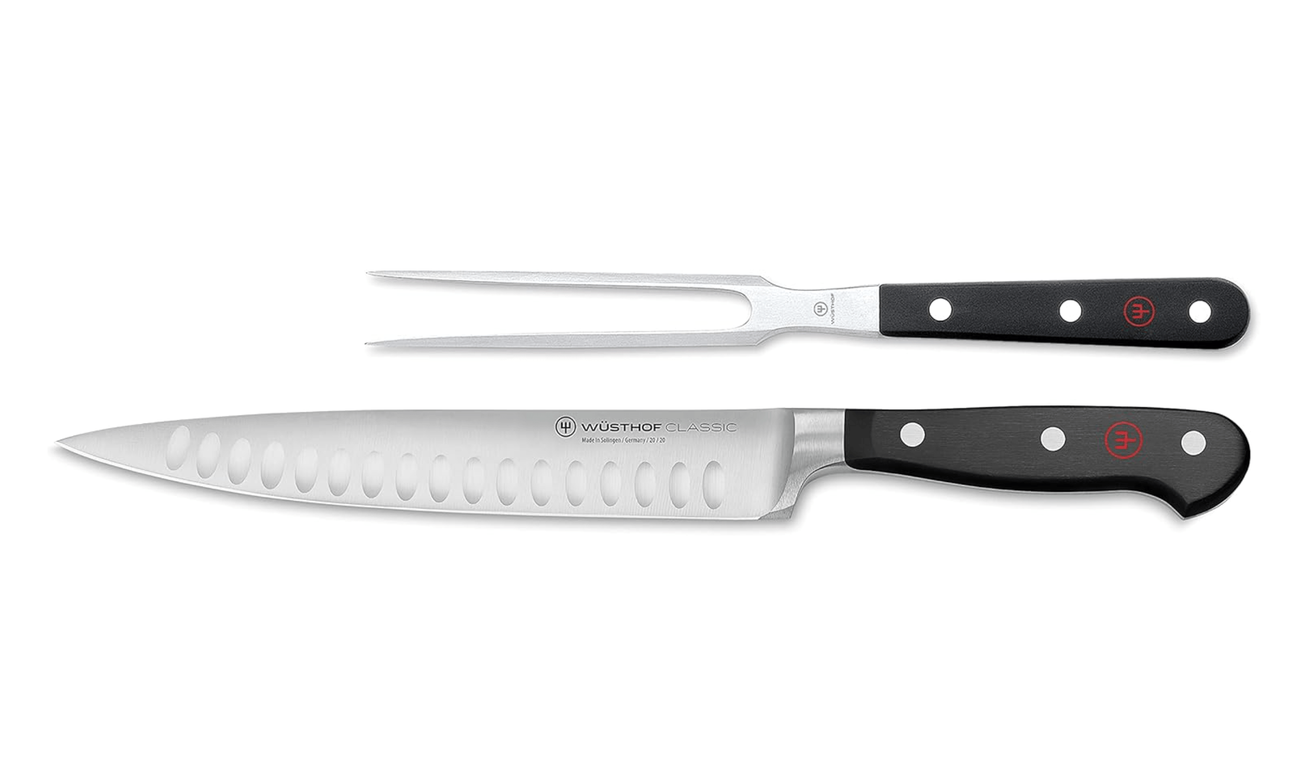 Wusthof Classic 2-Piece Carving Set with Hollow Edge Knives - Premium German Stainless Steel Carving Knife Set for Roast Beef, Turkey & Holiday Meals