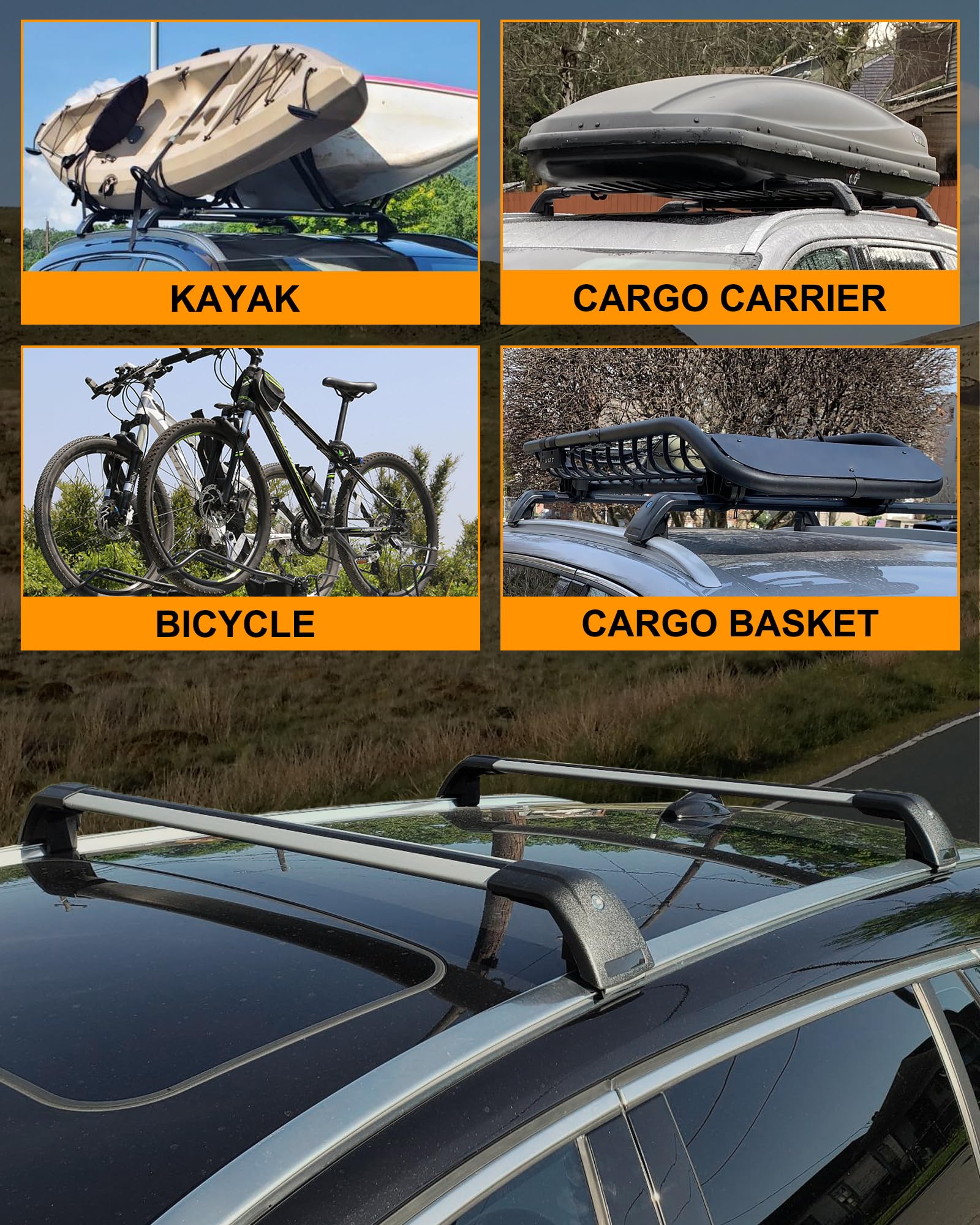 Volvo XC90 Cross Bars 2015-2025 - Snailfly Lockable Roof Rack Cargo Carrier for SUV Luggage & Outdoor Gear - Perfect for Camping, Skiing & Road Trips
