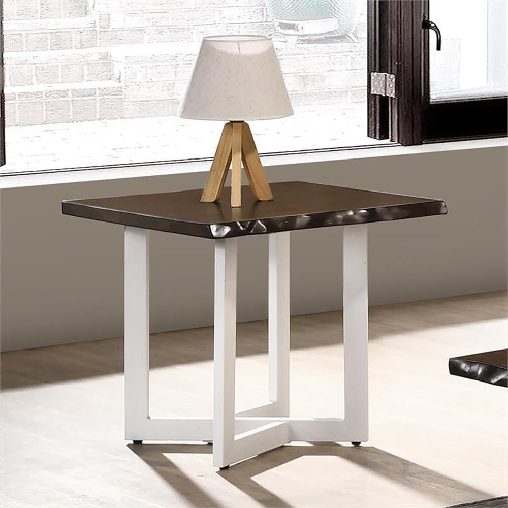 Furniture of America Krestian Contemporary Wood End Table - Oak & White Finish | Modern Side Table for Living Room, Bedroom & Office
