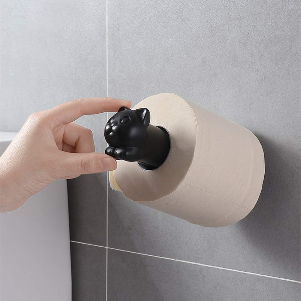 2-Pack Cat Design Vertical Paper Towel Holder - Hanging Bathroom & Kitchen Organizer for Toilet Paper, Napkins & Kitchen Towels - Space-Saving Storage Solution for Home, Hotel & Office Decor