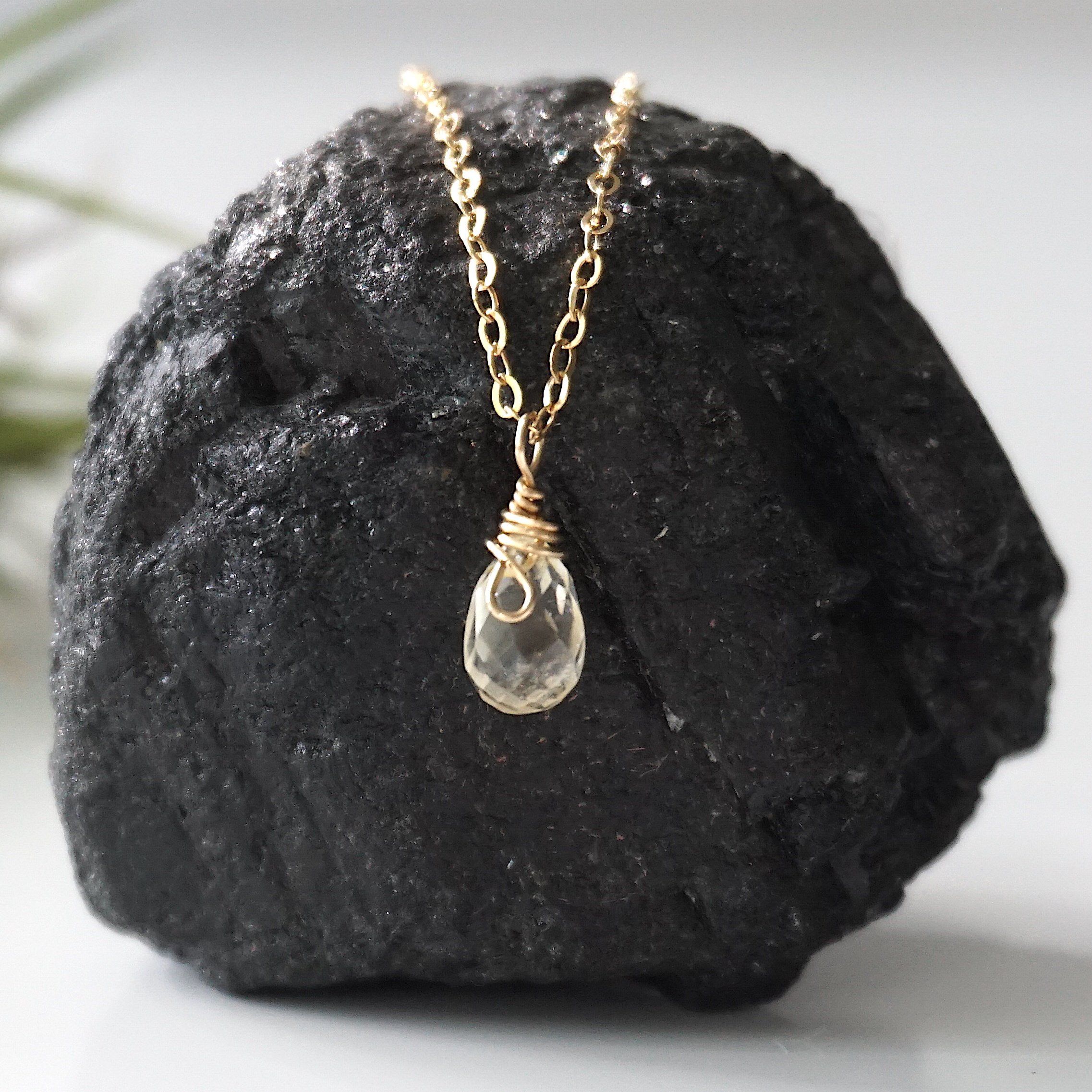 Citrine Faceted Necklace - 14K Gold Filled Wrapped Charm Necklace for Women | Elegant Jewelry Gift for Birthday, Anniversary & Special Occasions