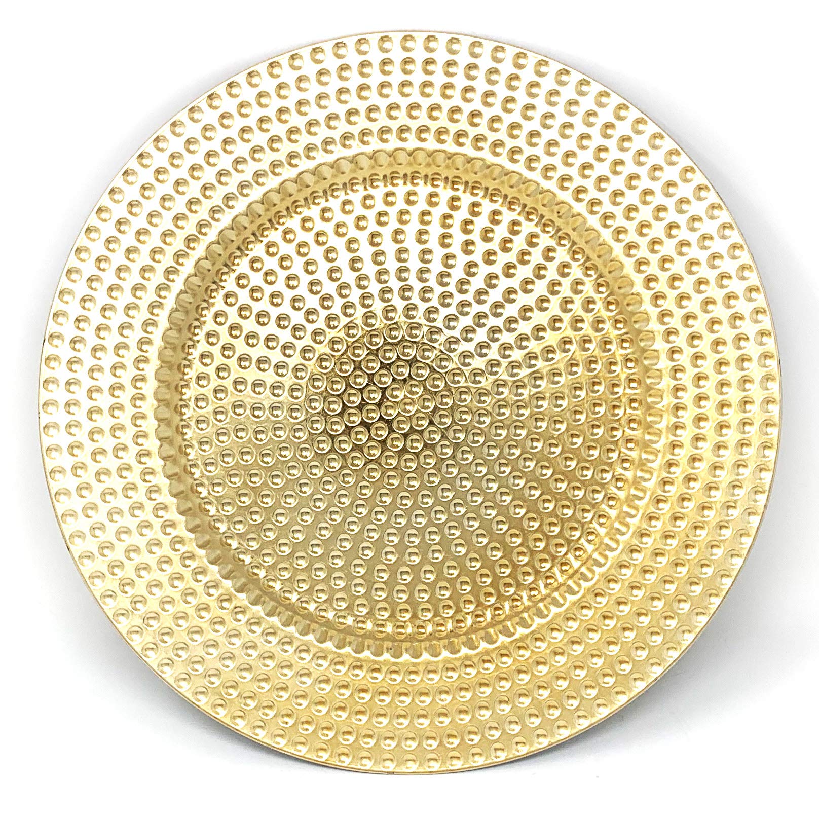 Allgala 13-Inch 48-Pack Premium Heavy Duty Round Charger Plates - Hammered Gold Finish (HD80371) for Wedding, Banquet & Formal Dining Decor