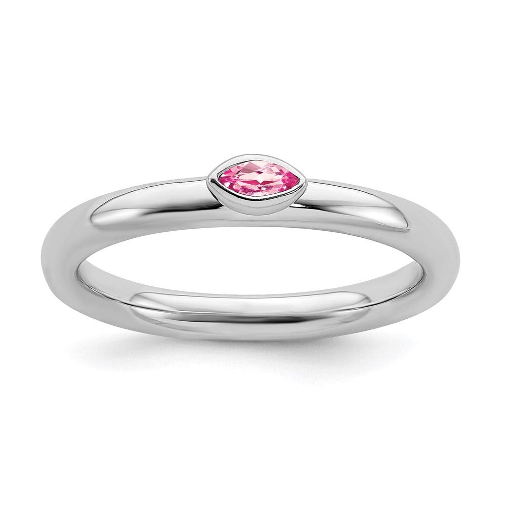 Sterling Silver Pink Tourmaline Stackable Ring for Women - Elegant Jewelry Gift