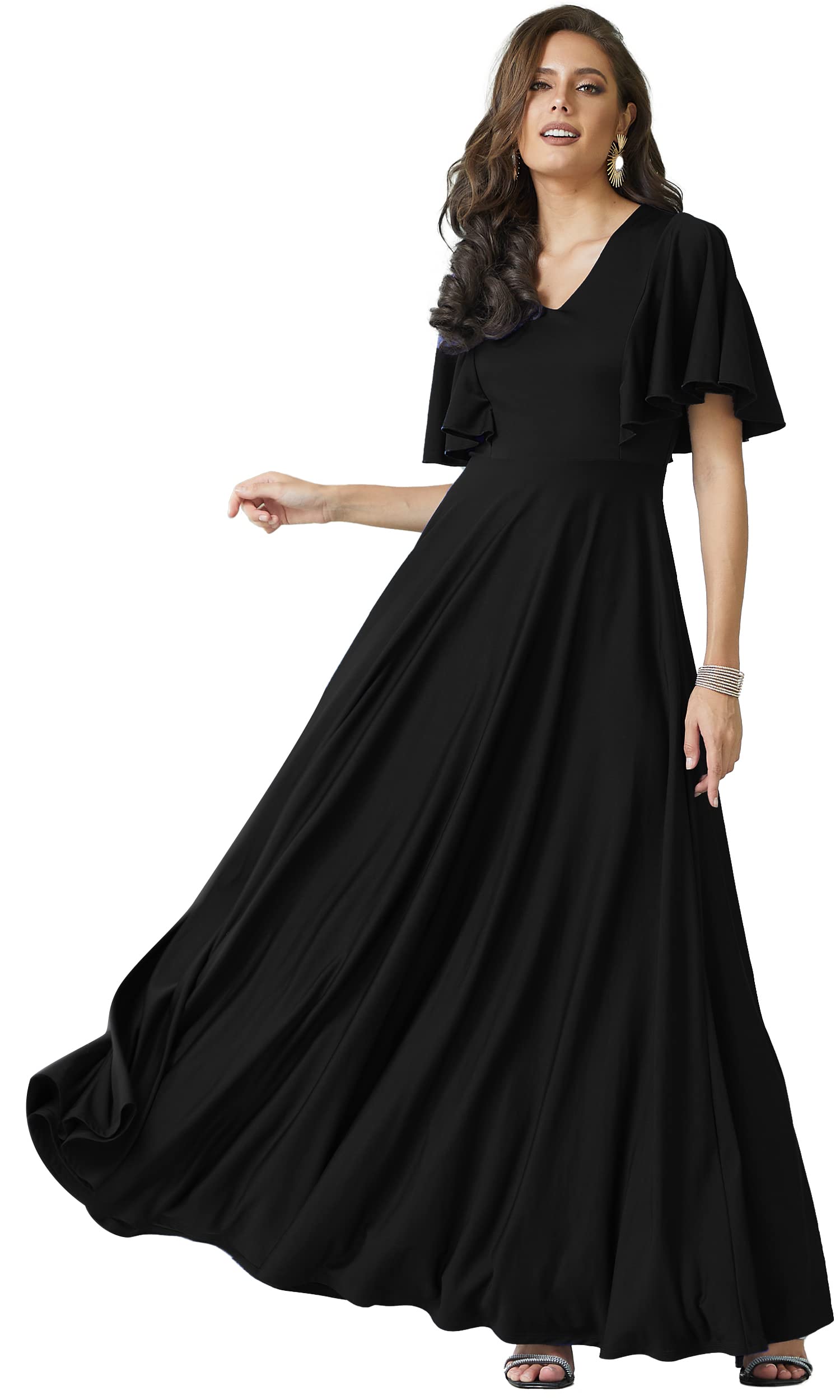 Elegant Women's Long Bridesmaid Evening Cocktail Maxi Dress - Modest Formal Gown for Weddings, Parties & Special Occasions