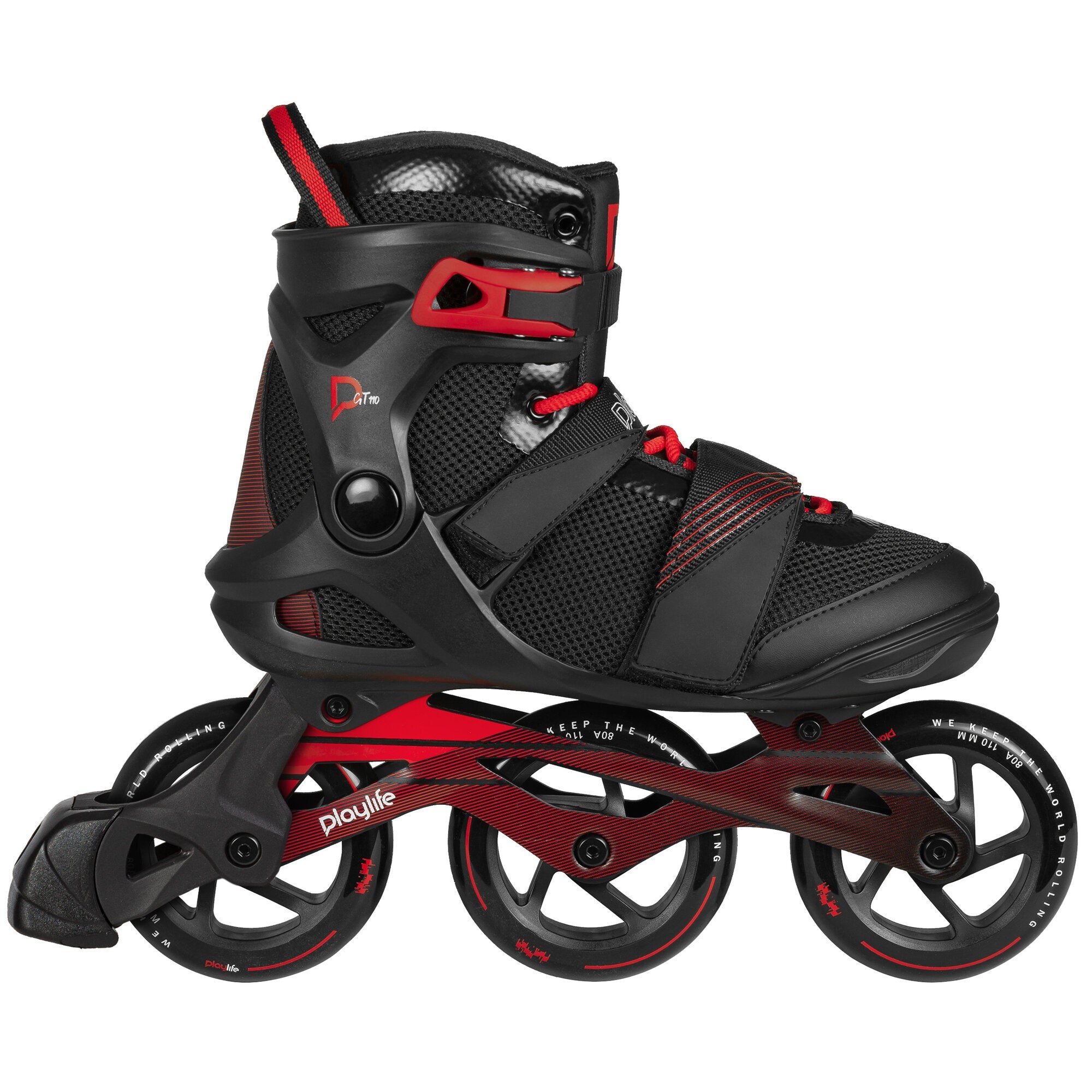 Playlife GT 110 Inline Skates for Adults - Adjustable Rollerblades for Men & Women - Comfortable Black Skates for Fitness, Outdoor & Indoor Skating
