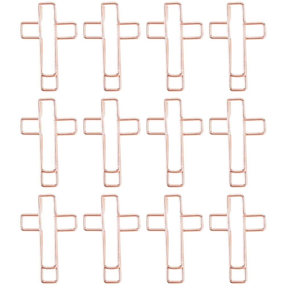 Toddmomy 12Pcs Cross-Shaped Paper Clips - Metal Bible Journal Clips for Scripture Study, Bookmarking & Bible Journaling Supplies - Perfect for Bible Study, Gift Giving & Office Organization