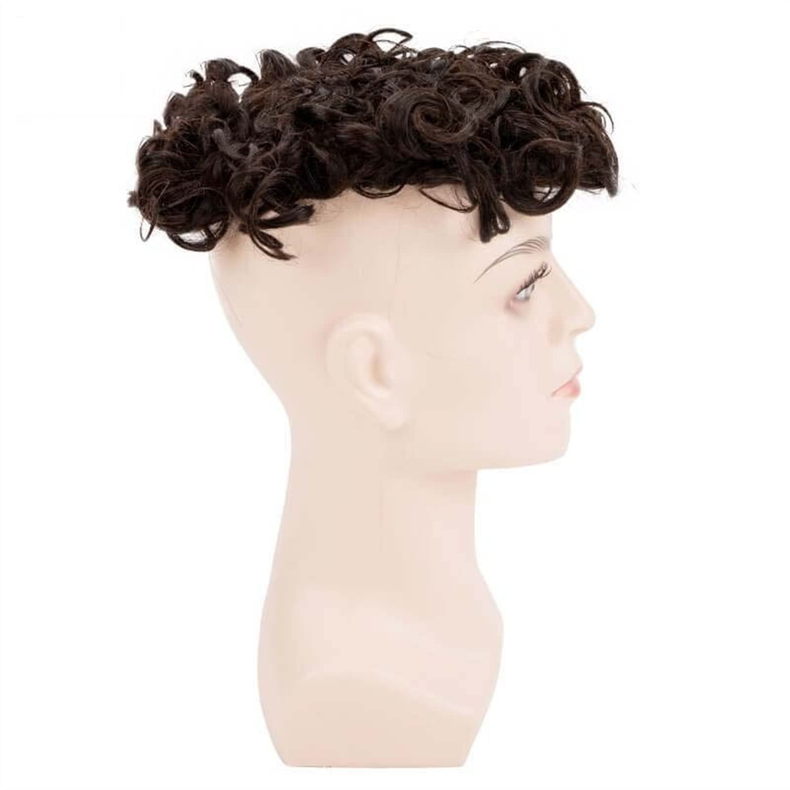 25mm Curly Toupee for Men - Fine Mono Hairpiece with 130% Density | #2 Indian Human Hair Replacement System | 7