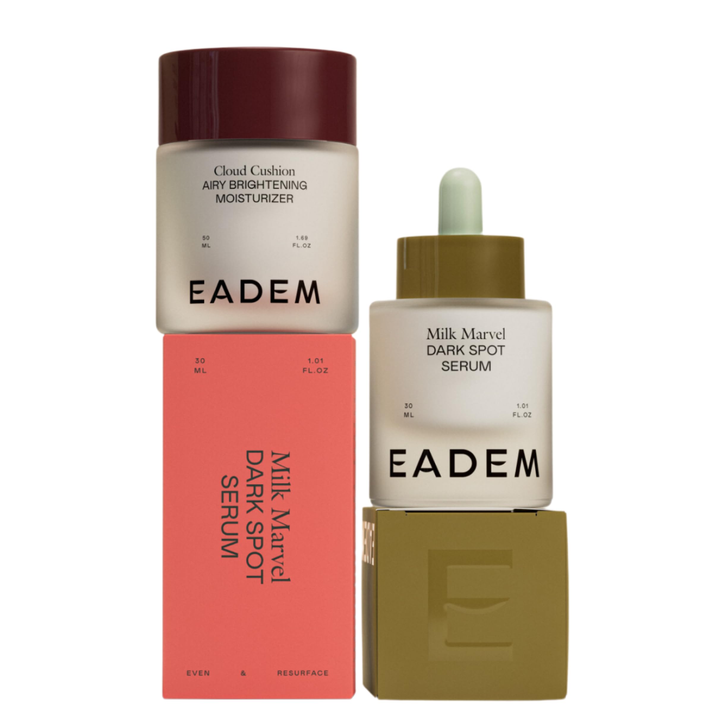 EADEM The 30 Second Duo - Milk Marvel Hydrating Serum & Cloud Cushion Moisturizer | Skincare Set for Dry & Sensitive Skin | Perfect for Morning & Night Routine