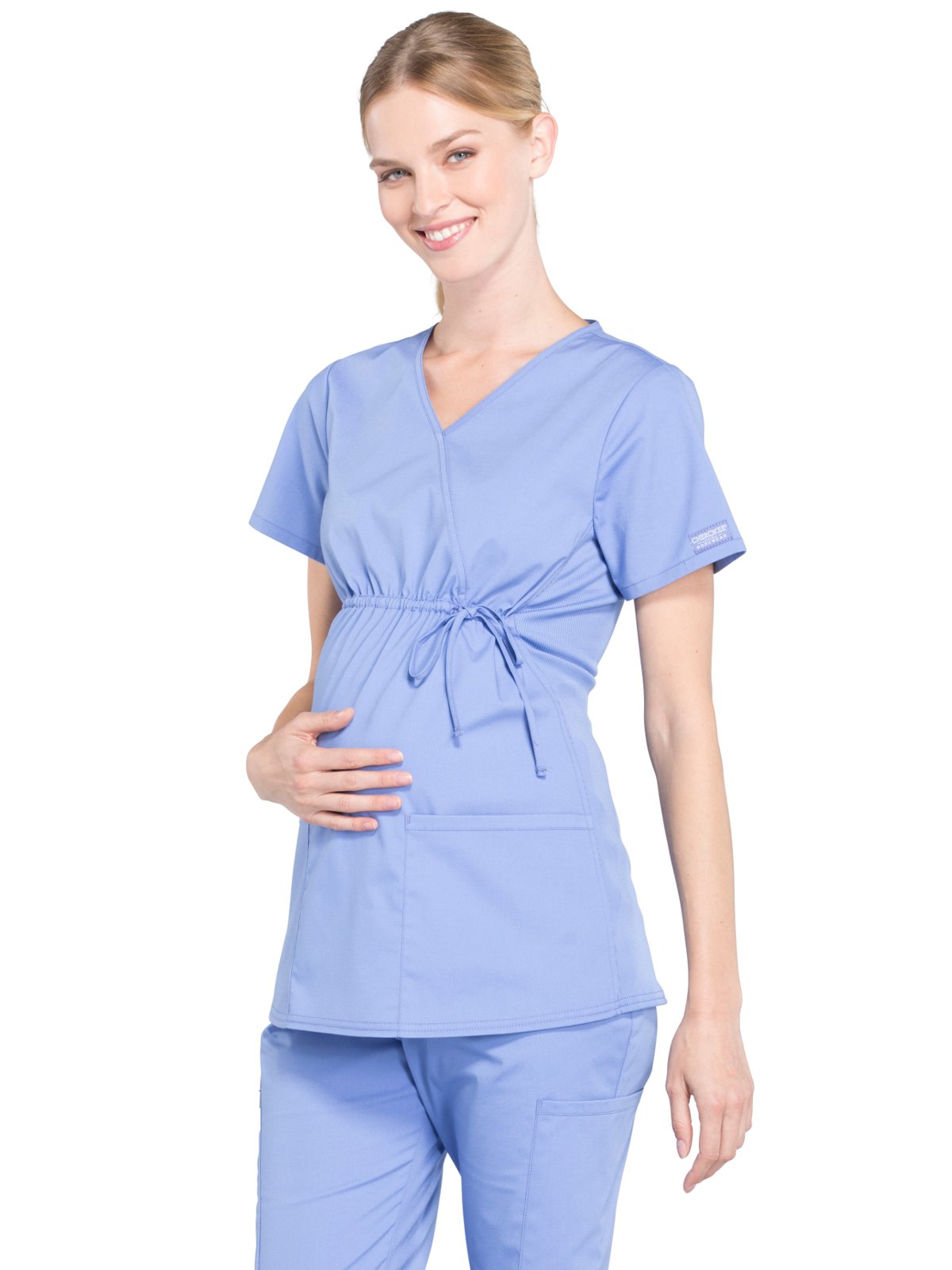 Cherokee Women's Professional Scrubs Top - Comfortable Maternity Mock Wrap Workwear WW685 for Nurses, Doctors & Healthcare Workers