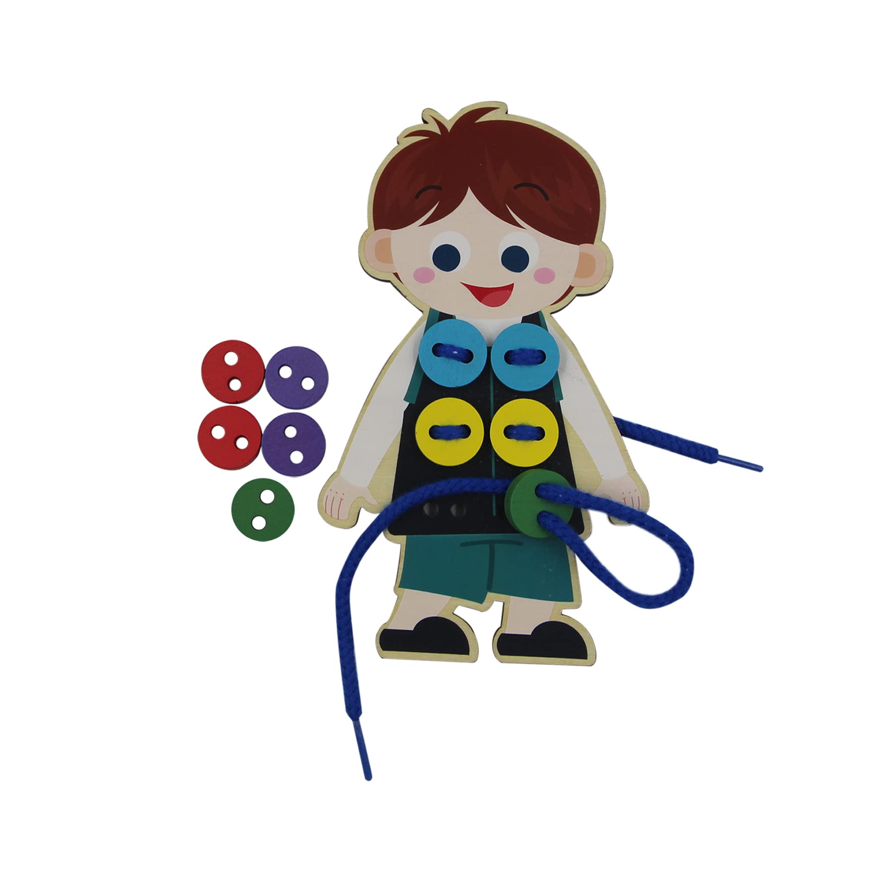 AIBEARTY Montessori Wooden Lacing Toy - Learn to Tie Shoelaces, Dress Up & Fine Motor Skills Practice - Educational Puzzle Board Game for Toddlers & Preschoolers - Perfect for Home, Classroom & Travel Learning Activities
