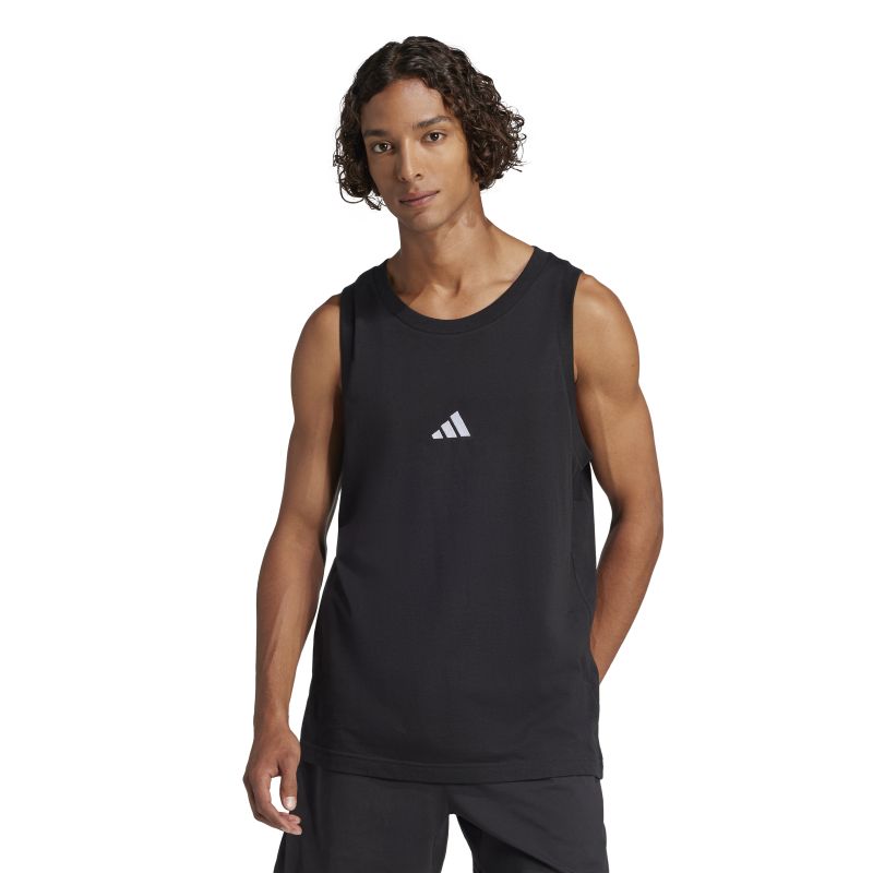 Adidas Men's Essentials Small Logo Tank Top - Breathable Workout Shirt for Gym, Running & Casual Wear