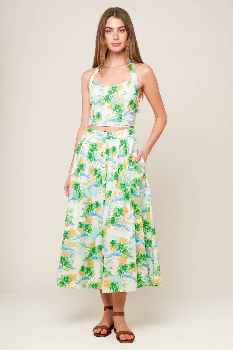 Stylish Green Top & Skirt Set for Women - Perfect for Casual Outings & Summer Fashion