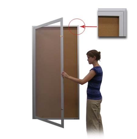 24 x 84 Inch Extra Large Outdoor Enclosed Bulletin Board with LED Lights - Weatherproof Swing Case for Schools, Parks & Community Centers (Radius Edge Design)