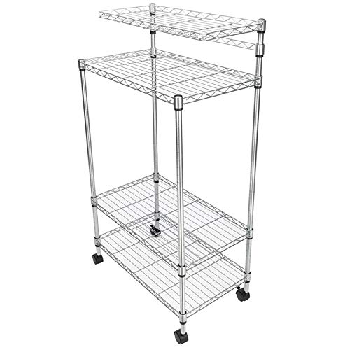 4-Tier Adjustable Stainless Steel Kitchen Bakers Rack - Microwave Stand, Oven Storage Cart with Wheels - Perfect for Small Kitchens, Pantry Organization & Baking Supplies Storage