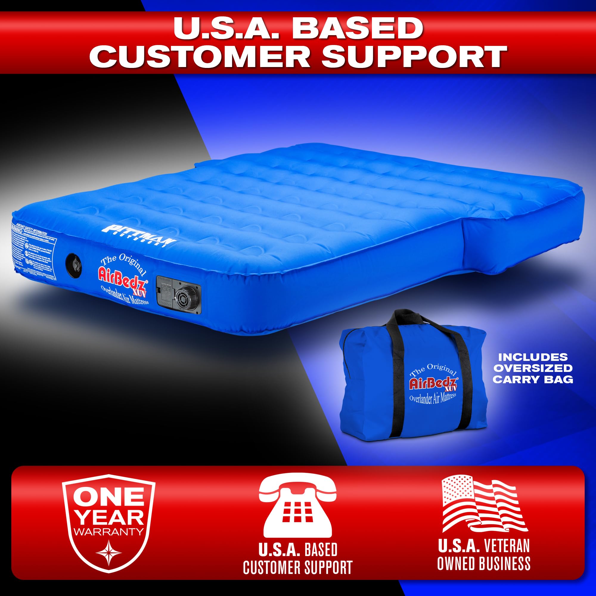 Premium Pittman Airbedz - Jeep & SUV Air Mattress with Built-in Pump - Low Odor Fabric Shell Design (66