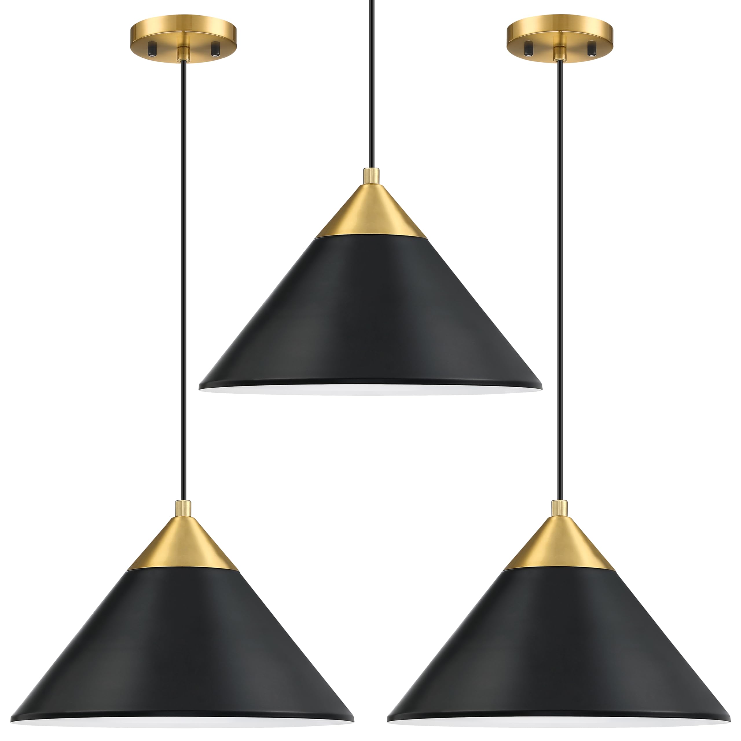 3 Pack Black Hanging Pendant Ceiling Light Fixture - 12