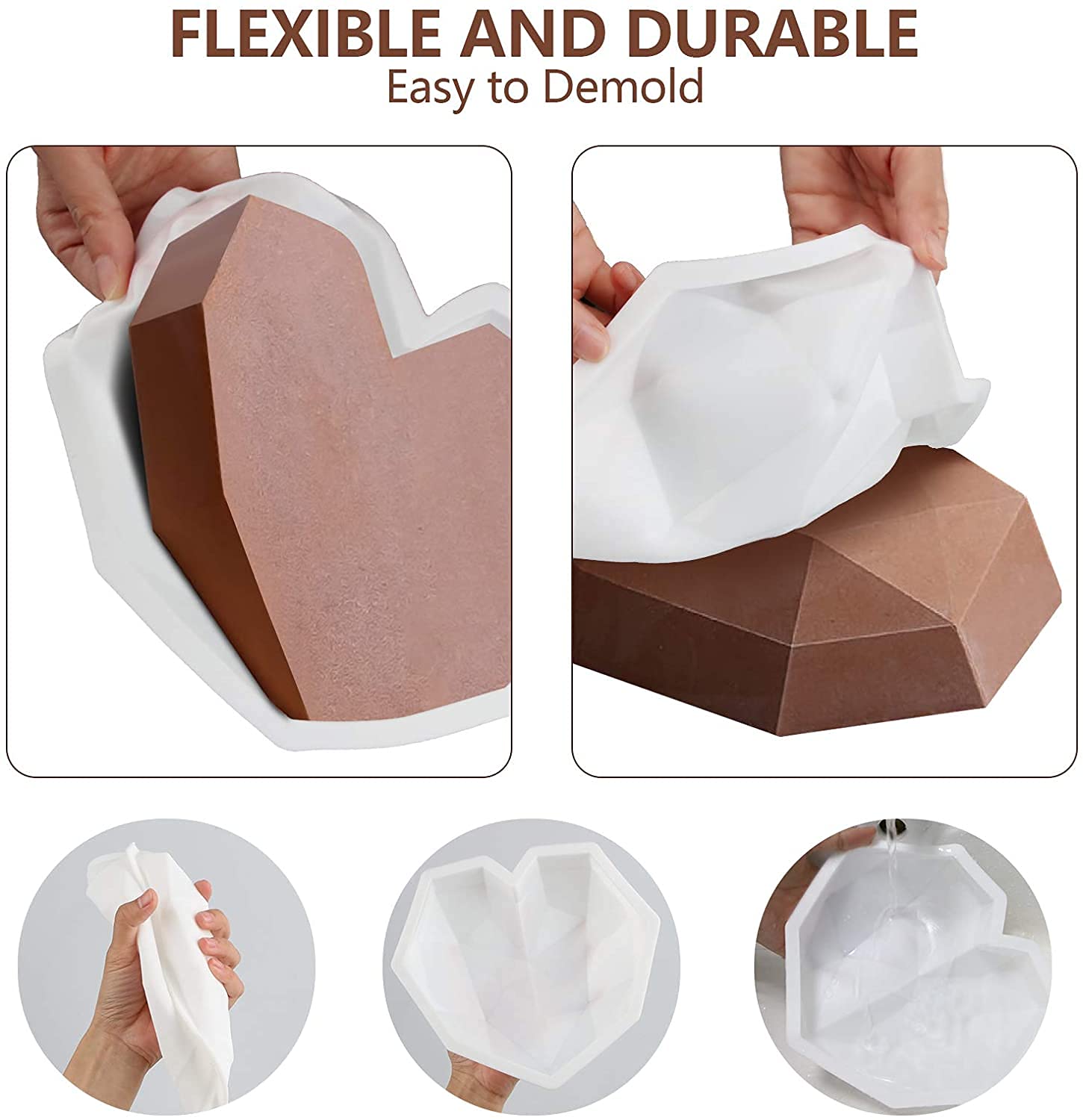 Premium Silicone Chocolate Molds Set - Diamond Heart Shaped Mousse Cake Trays, Letter & Number Molds for Valentine's Day Candy Making | Perfect for DIY Desserts, Baking, Party Favors & Gift Giving