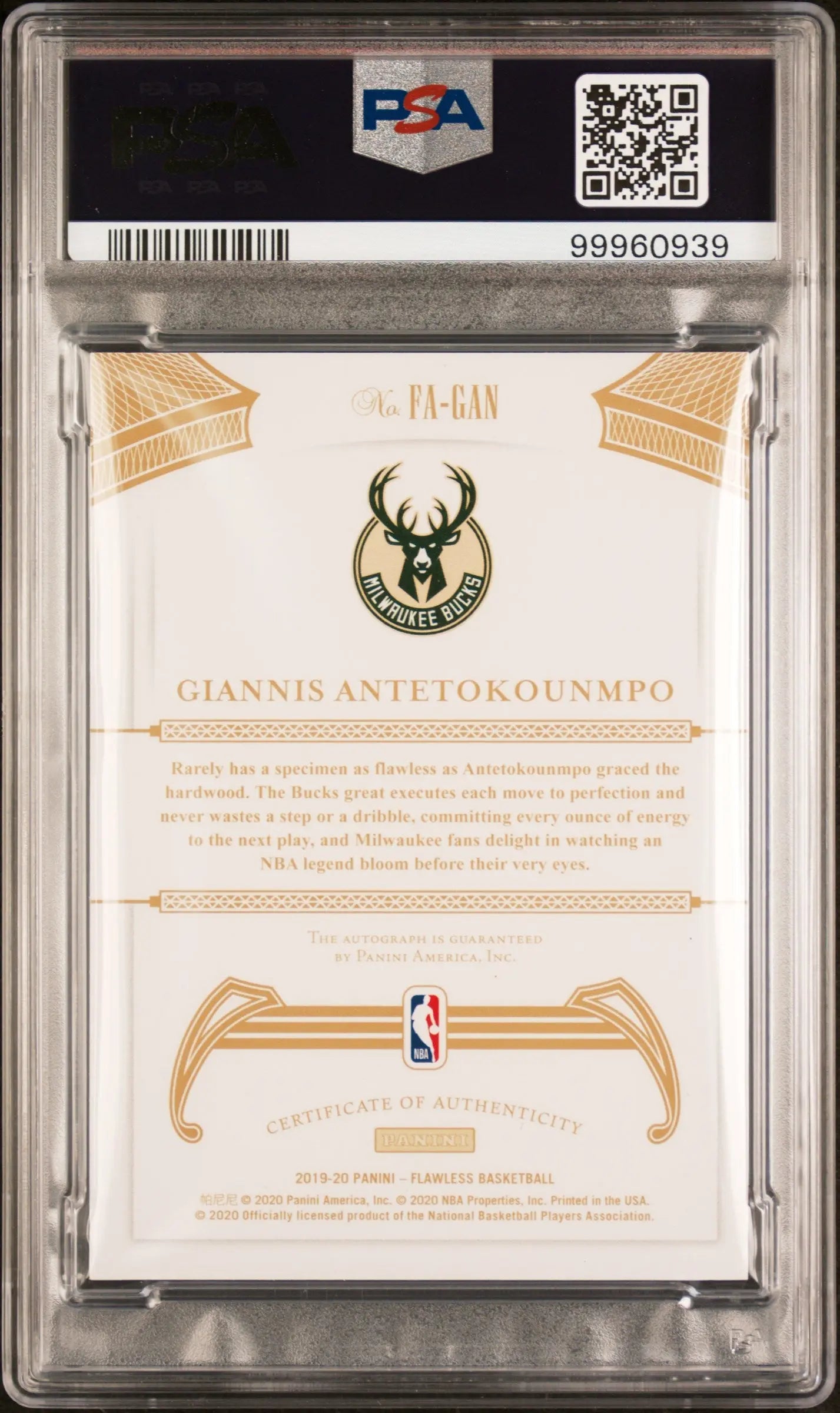 2022 Panini Flawless Update Giannis Antetokounmpo Gold Foil Autograph PSA 9 Gem Mint 03/10 - Rare Basketball Trading Card for Collectors & Investors