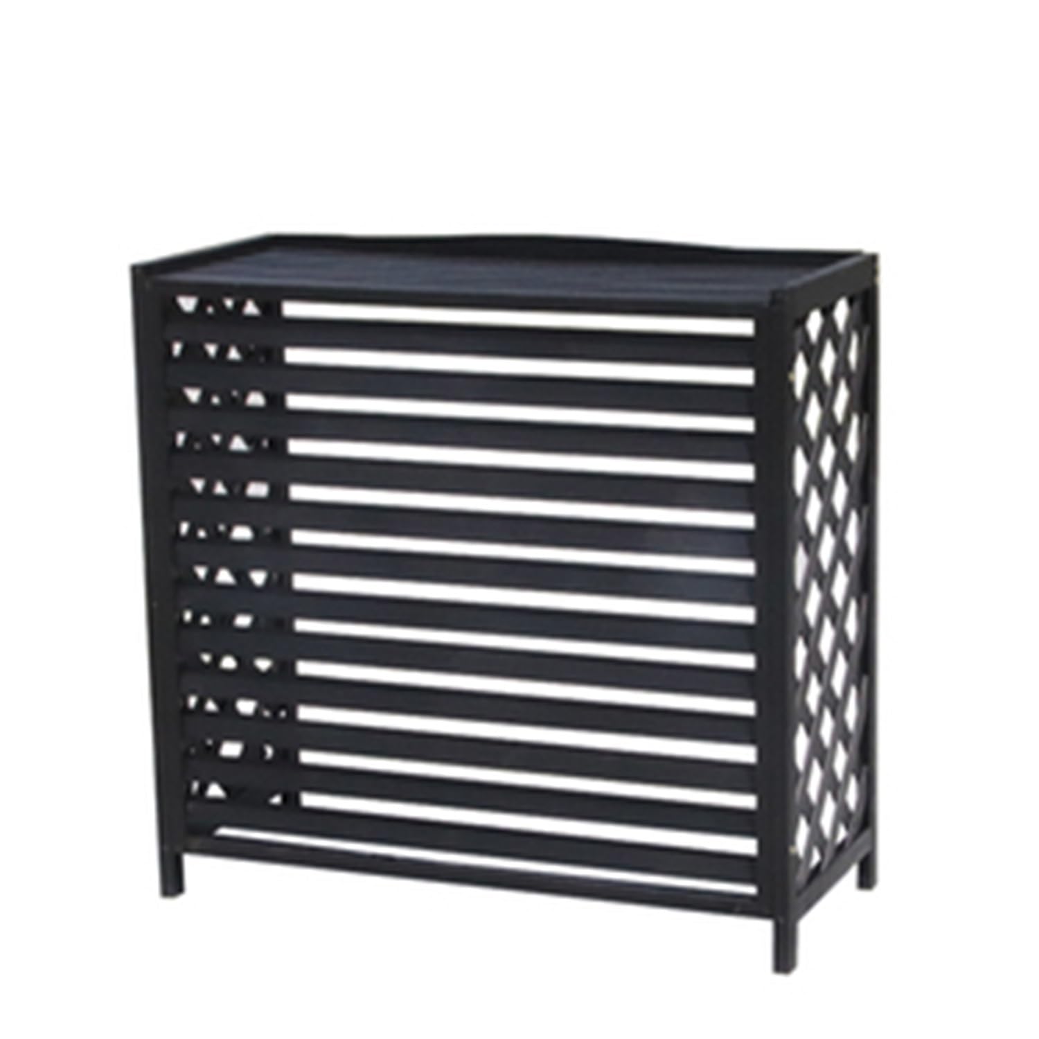 Solid Wood Flower Stand & Air Conditioner Cover - Waterproof Dustproof AC Fence Screen - 5 Sizes AC Frame Radiator Cover - Plant Display Rack (Black, 105x47x100cm) - Perfect for Home Decor, Garden Protection & Indoor Plant Display