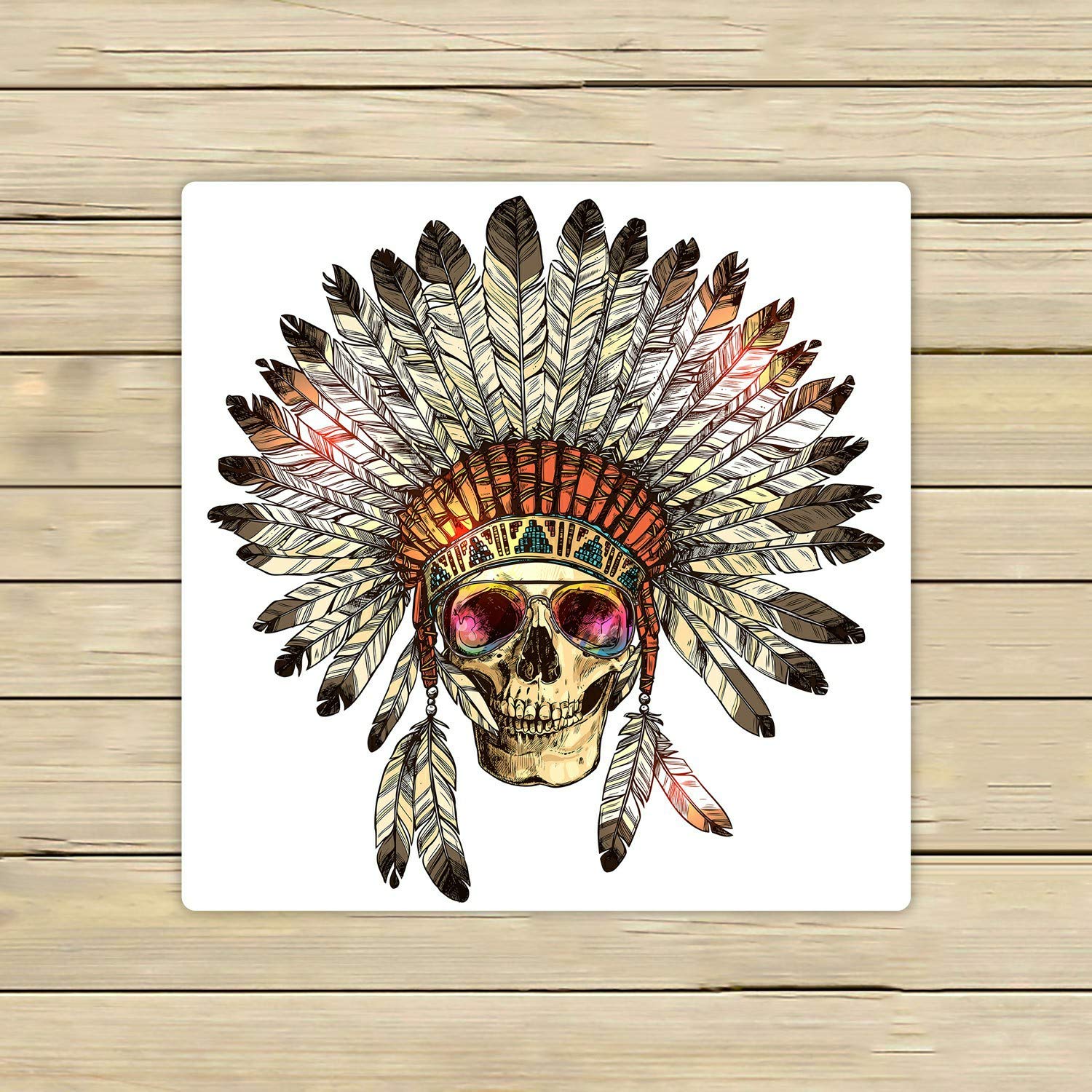 Native American Headdress Skull Sunglasses - 13x13 Inch Beach & Bath Towel for Shower, Home, Outdoor Travel - Perfect for Pool Parties, Beach Trips, and Gym Use