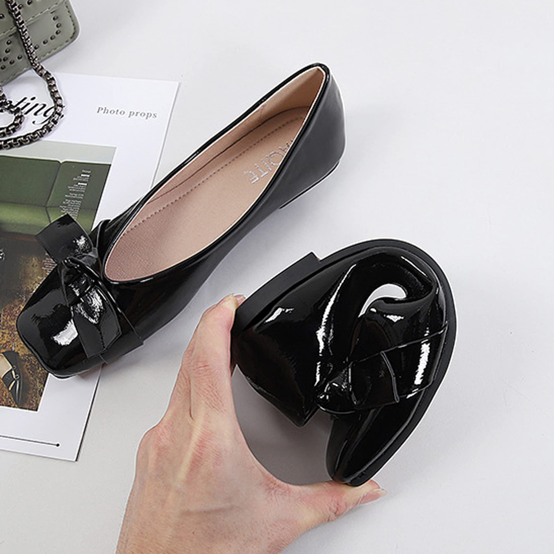 Elegant Women's Bow Knot Ballet Flats - Square Toe Slip-On Shoes for Casual Wear, Parties & Weddings | Comfortable & Stylish for Daily Outfits, Office & Special Occasions