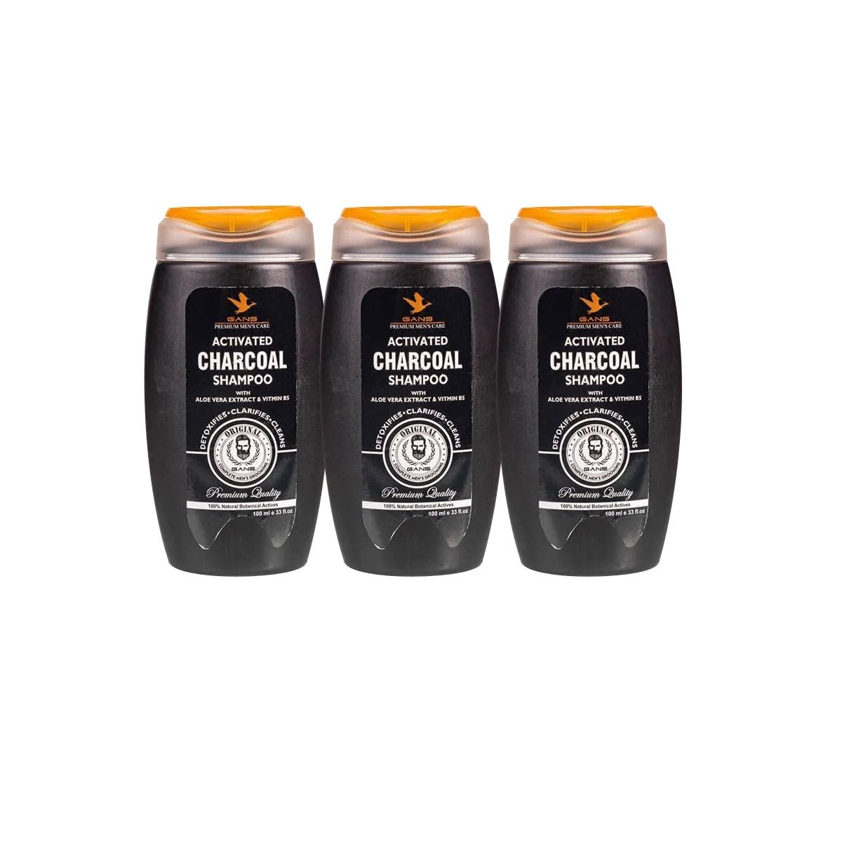 Activated Charcoal Shampoo with Aloe Vera & Vitamin B5 - 3 Pack (100ml Each) for Deep Cleansing & Scalp Care - Perfect for Oily Hair & Dandruff Control