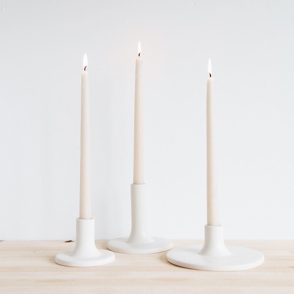 White Ceramic Taper Candlestick Holder - Elegant Home Decor for Dining Table, Wedding Centerpiece & Romantic Ambiance