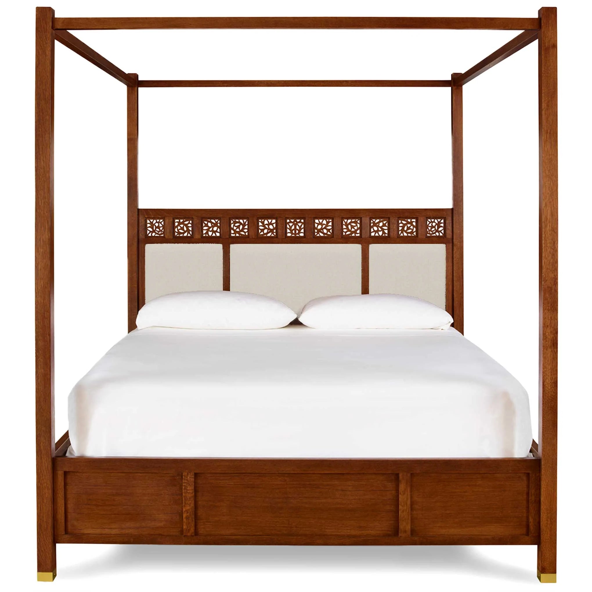 Luxury Surrey Hills Upholstered Four Poster Bed Frame - Queen/King Size, Premium Fabric Headboard, Elegant Canopy Design for Master Bedroom Decor