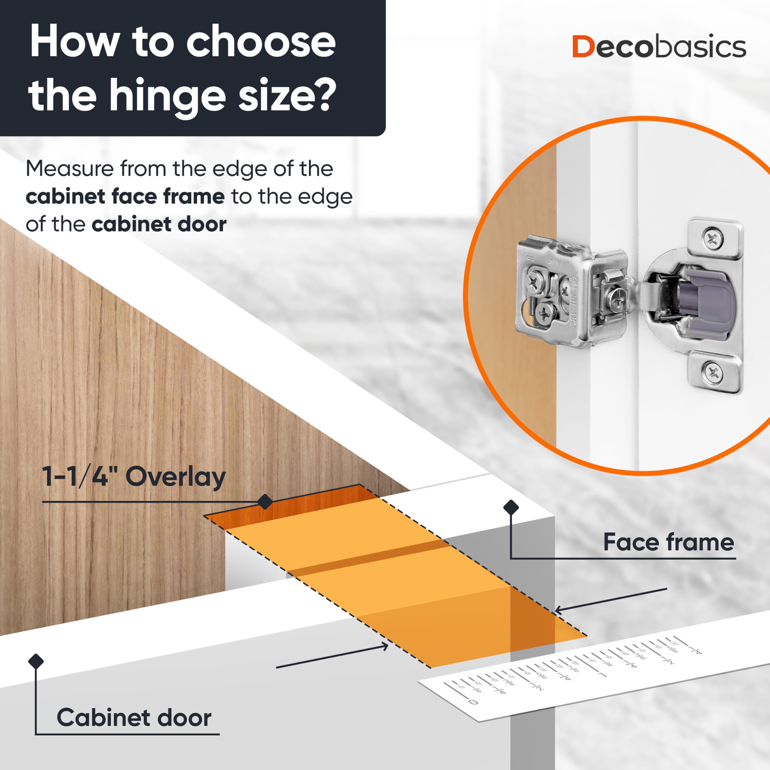DecoBasics 6 Pack Soft Close Cabinet Hinges - Satin Nickel Finish, 1