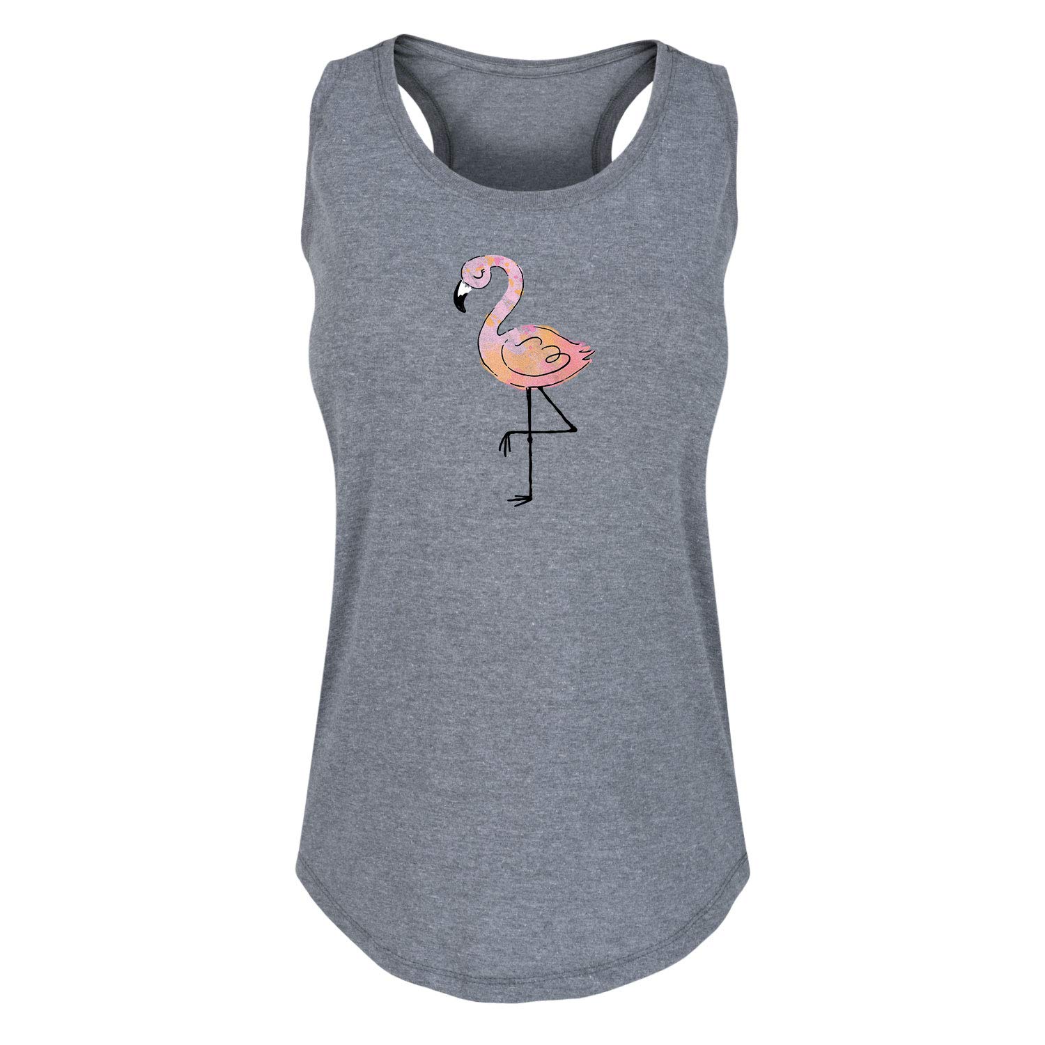 Flamingo Watercolor Print Women's Racerback Tank Top - Soft Breathable Summer Workout & Casual Wear - Perfect for Gym, Yoga, Beach and Everyday Fashion