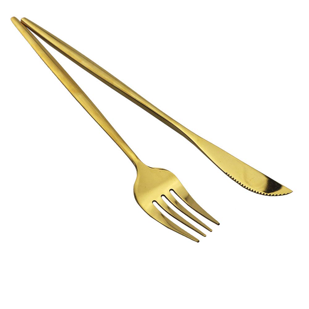 Premium 8.66-Inch Mirror Polished Gold Royal Dinner Forks Set of 6 - Lightweight Stainless Steel Flatware for Fine Dining, Wedding Banquets & Luxury Table Settings