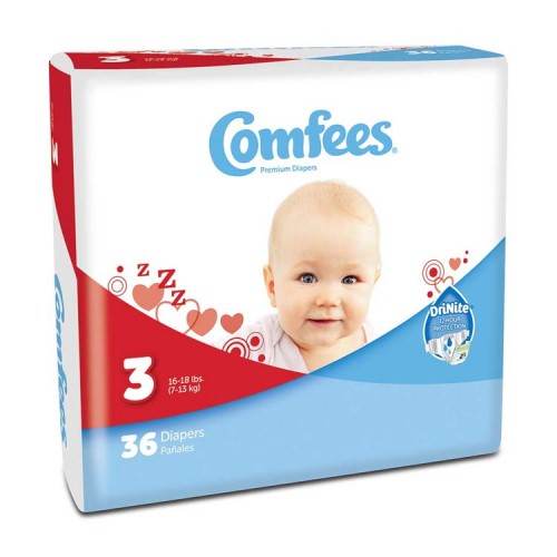 Comfees Premium Baby Diapers Size 3 (128 Count) - Ultra Absorbent, Hypoallergenic & Leak-Proof for Active Infants - Perfect for Daycare, Overnight Use & On-The-Go Parenting