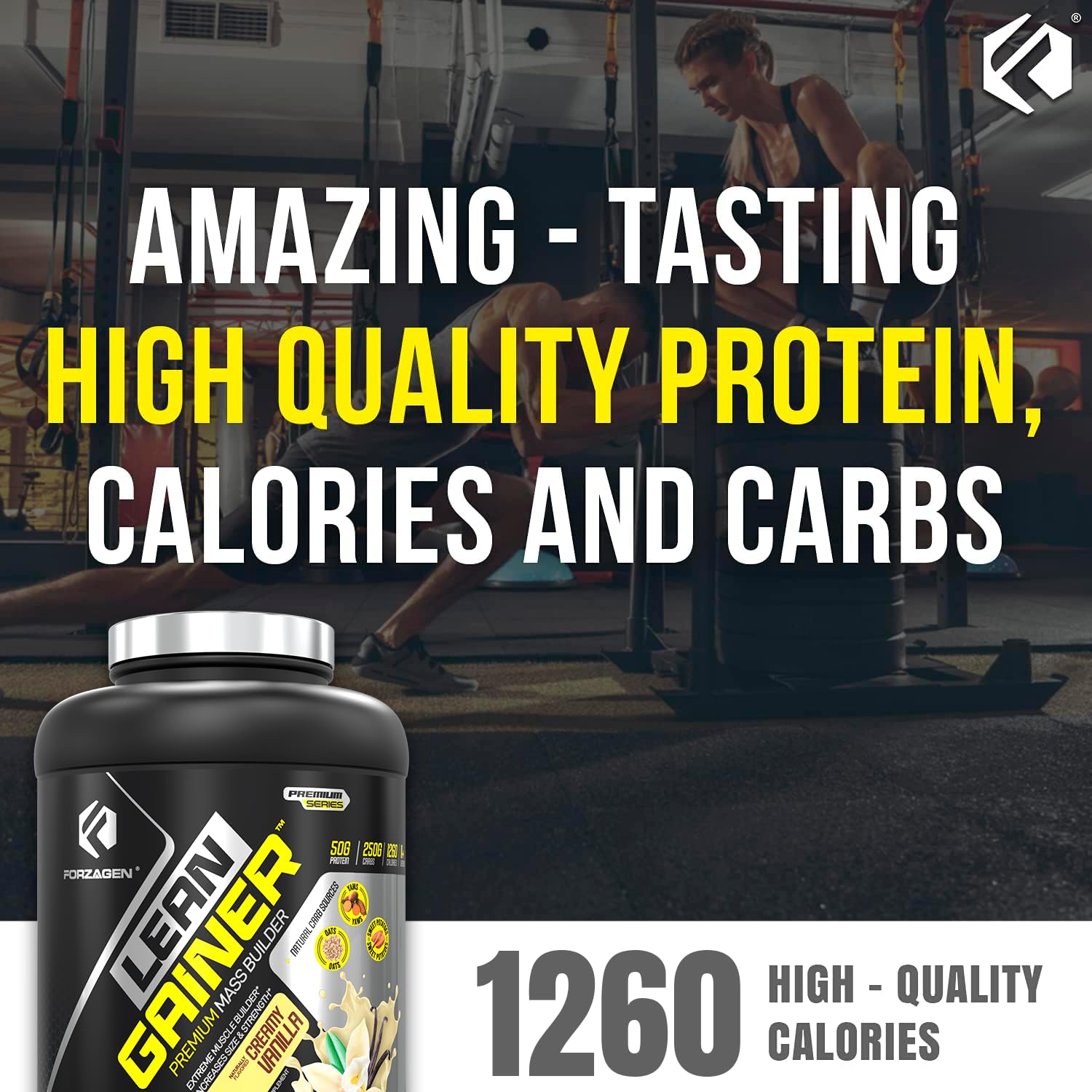 Forzagen Lean Gainer Premium Mass Builder Protein Powder - High Calorie Weight Gain & Muscle Building Supplement for Men & Women | Vanilla Flavor, 8 lbs (11 Servings) | Perfect for Post-Workout Recovery & Bulking Season Nutrition