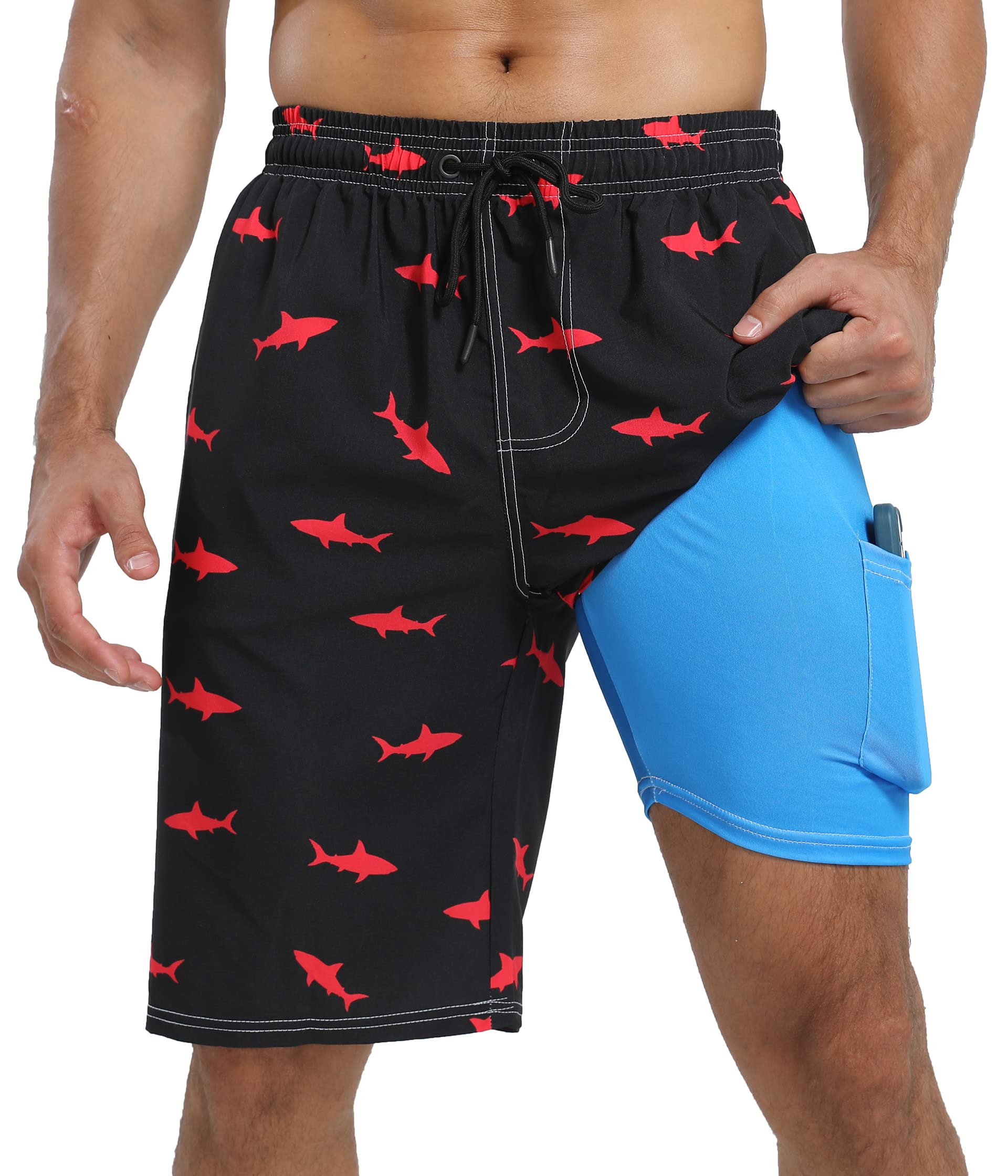 **Men's Quick Dry Swim Trunks with Compression Liner - Beach, Surfing & Sports Shorts for Summer Swimming & Outdoor Activities**