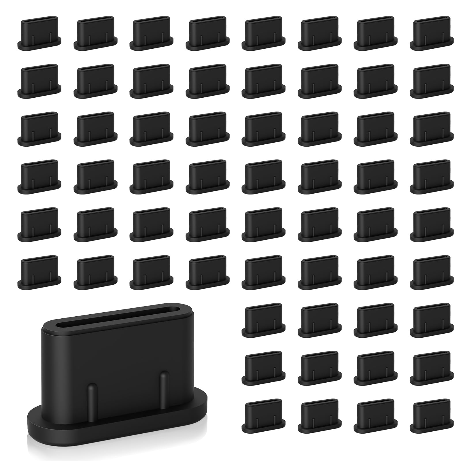 60 PCS USB Type C Anti Dust Plugs - Charging Port Protectors for iPhone 15/14/13/12 Series, Samsung Galaxy S20/S21/S22/S23 - Black | Keep Your Phone Charging Port Clean & Safe from Dust, Lint & Debris (Perfect for Travel, Gym & Outdoor Activities)