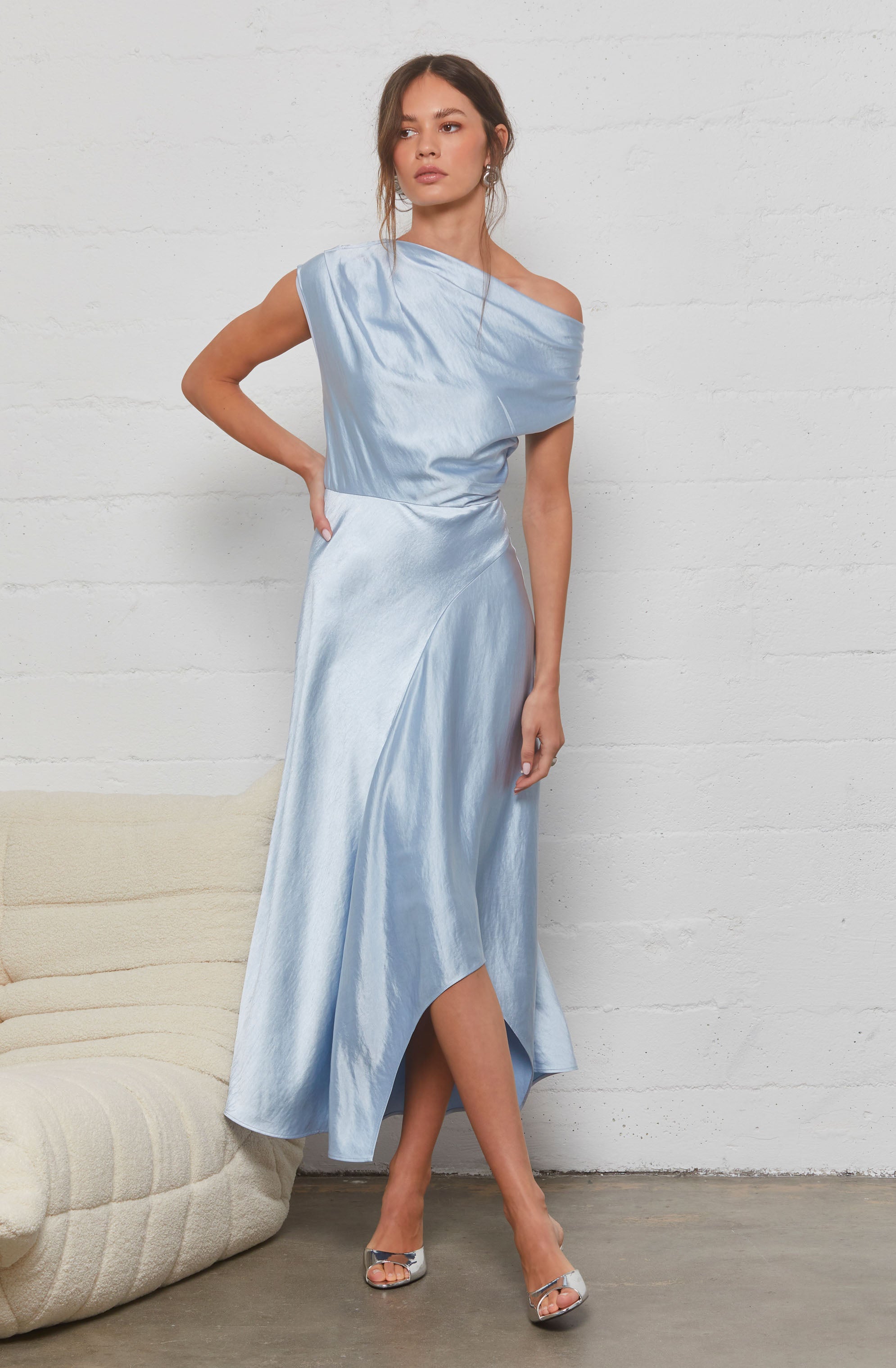 Mairyn Women's Satin Midi Dress - Elegant A-Line Party Dress for Evening, Wedding & Special Occasions