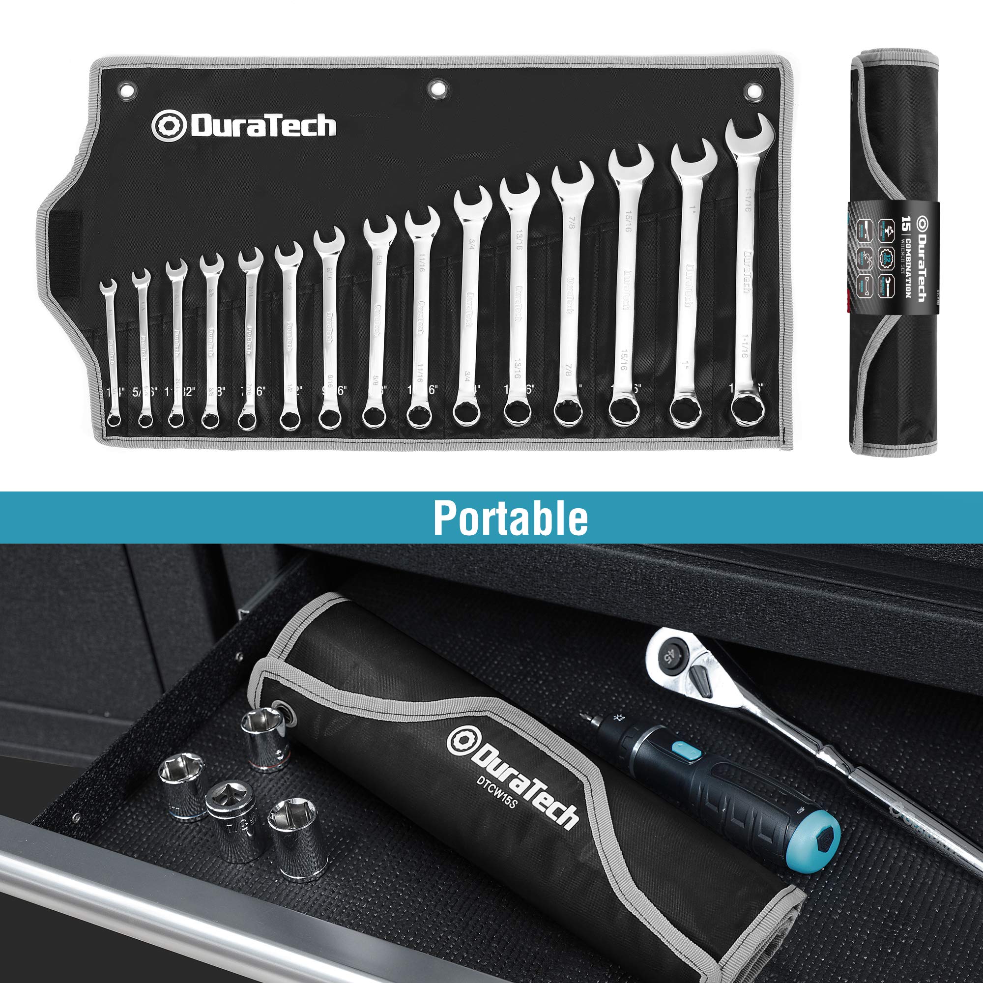 DURATECH 15-Piece Combination Wrench Set - SAE (1/4