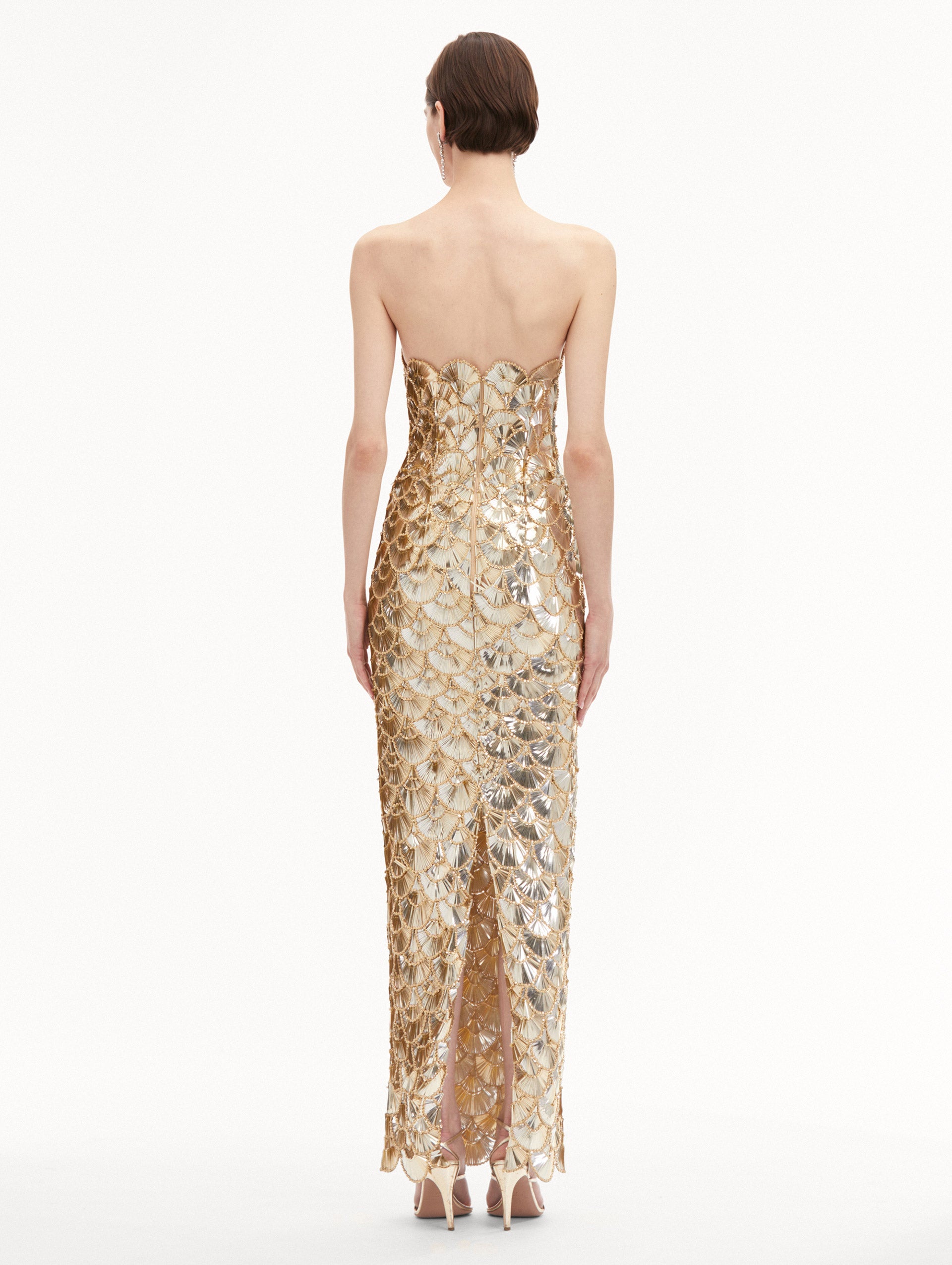Sequin Scallop Embroidered Evening Gown for Women - Elegant Prom, Wedding & Party Dress - Perfect for Formal Events, Red Carpet & Special Occasions