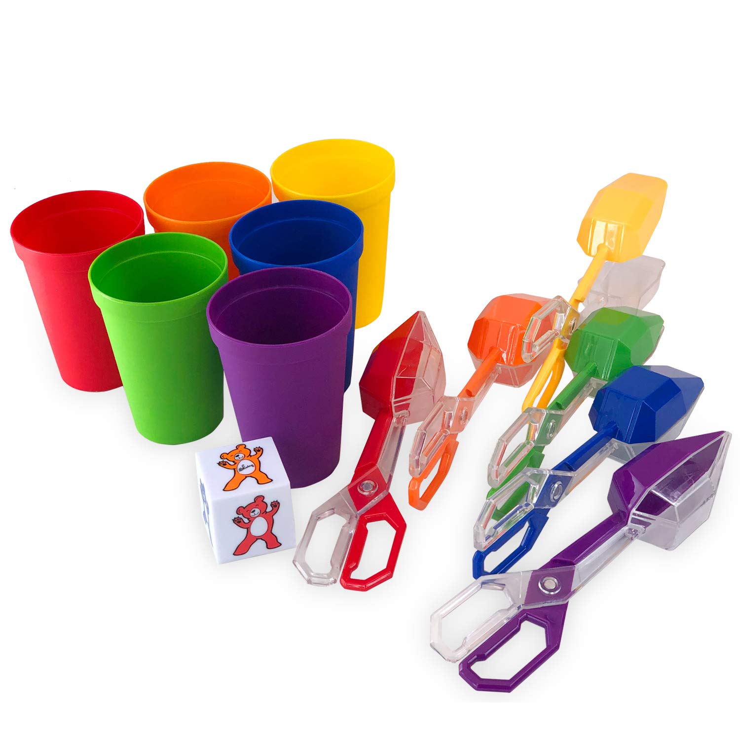 Skoolzy Fine Motor Skills Toys for Toddlers - Montessori Color Sorting Sensory Bin with Rainbow Cups, Dice & Scoop Tongs - Educational Learning Tools for Kids Ages 3+ | Perfect for Preschool Activities, Daycare Play & Home Learning