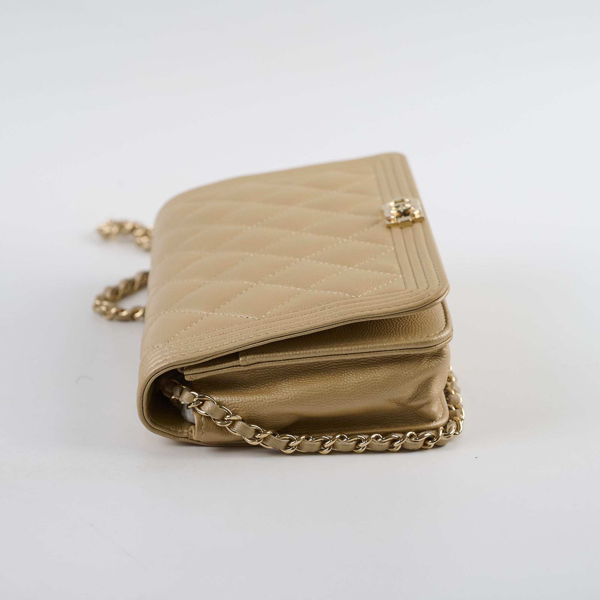 Chanel Boy Wallet On Chain Gold Caviar Leather Crossbody Bag - Luxury Designer Handbag for Women, Perfect for Parties, Date Nights & Special Occasions