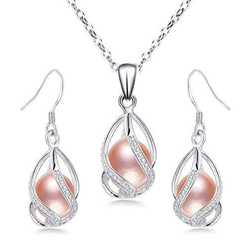 YQXINXIN 100% Natural Freshwater Pearl Jewelry Set for Women - 925 Sterling Silver Necklace, Earrings & Bracelet Set | Elegant Gift for Anniversary, Wedding & Special Occasions