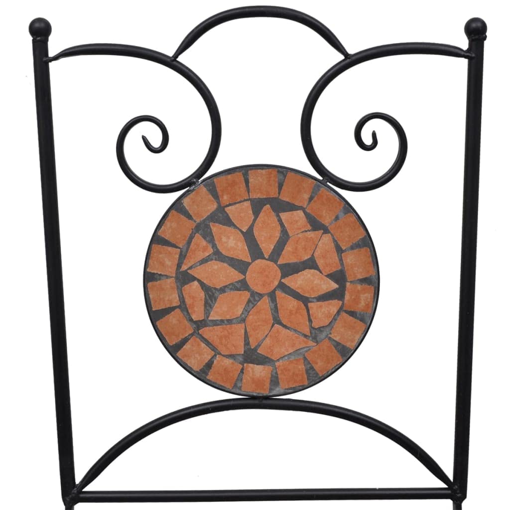 vidaXL 3-Piece Patio Bistro Set with Round Table & Folding Chairs, Outdoor Garden Furniture in Ceramic Tile Terracotta - Perfect for Backyard, Balcony, and Poolside Relaxation