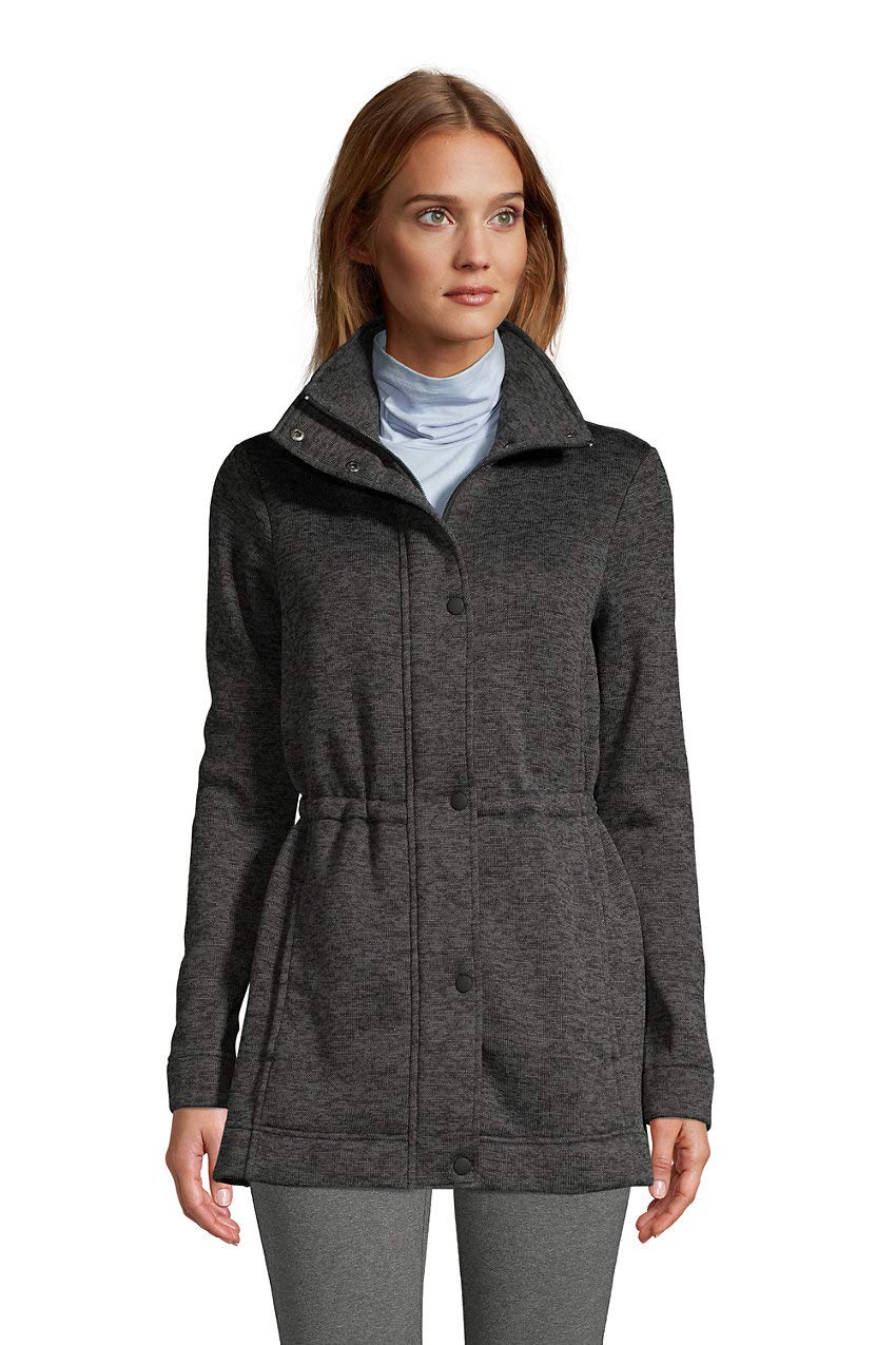 Lands' End Women's Fleece Sweater Coat - Warm Winter Pullover for Casual Outings & Outdoor Activities