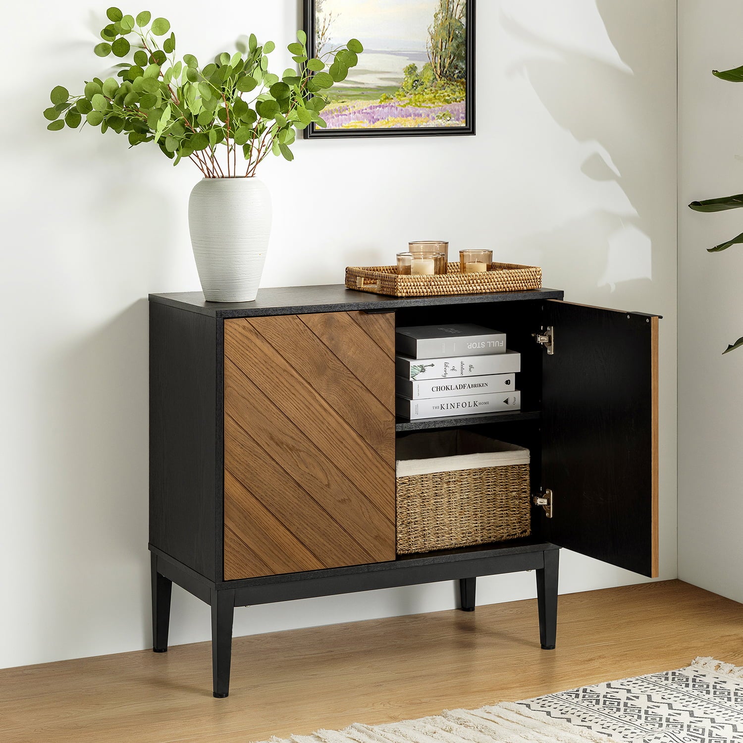 Eugen 32 Inch Tall 2 Door Accent Cabinet - Stylish Storage Solution for Living Room, Bedroom, or Entryway